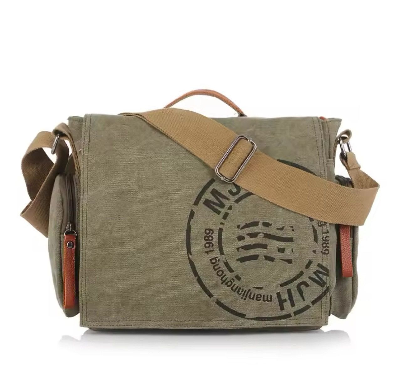 Capacity Canvas Crossbody Shoulder Bag in Green, Men's