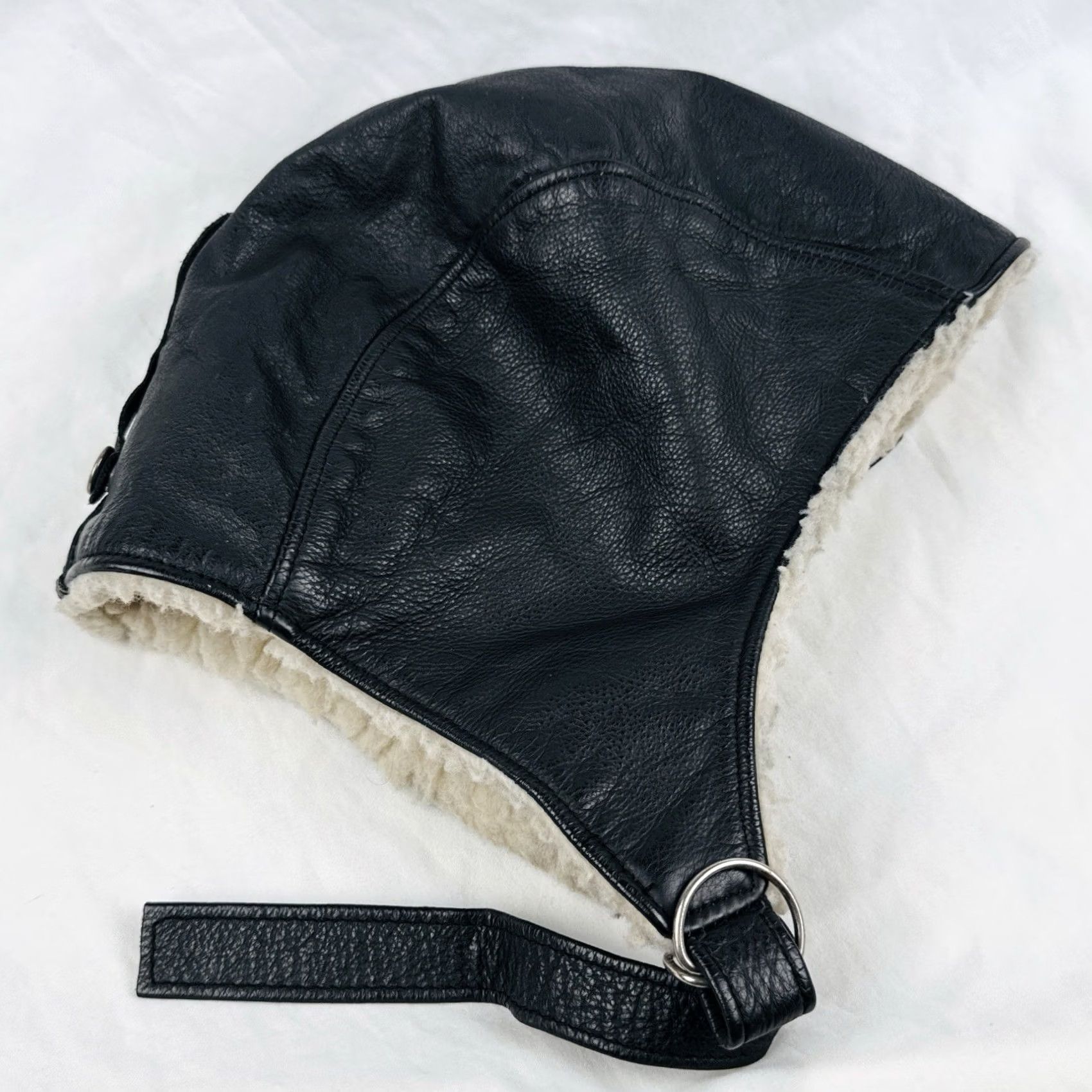 Vintage VINTAGE Leather Aviator Trapper Hat USA Shearling Lined Flight Cap Size L/XL Black Mens Size ONE SIZE - 3 Thumbnail