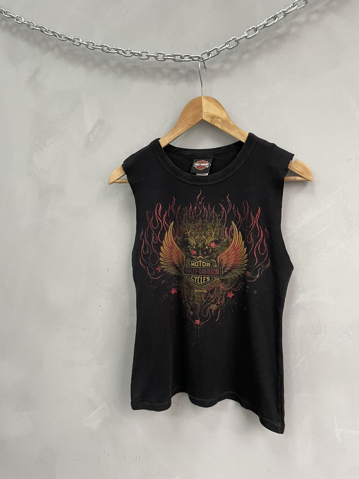 Harley Davidson 90s rare flames eagle harley davidson t shirt tank top y2k Size US M / EU 48-50 / 2 - 4 Thumbnail