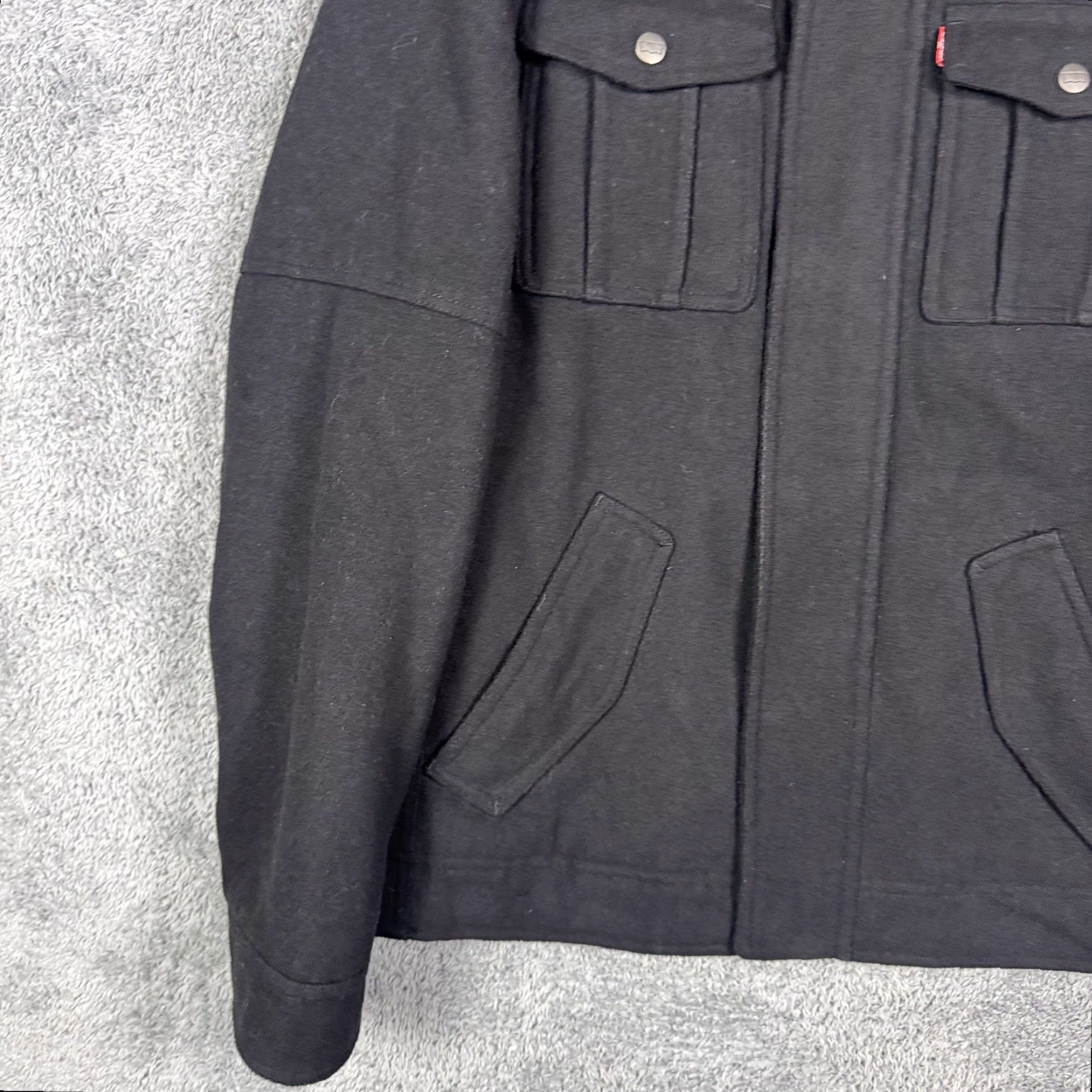 Levi's Levi’s Jacket Men’s S Military Trucker Quilted Wool Blend Pea Coat Full Zip Black Wool Blend Solid City Classic Outdoor Fall Winter 90s Mens Size US S / EU 44-46 / 1 - 3 Thumbnail