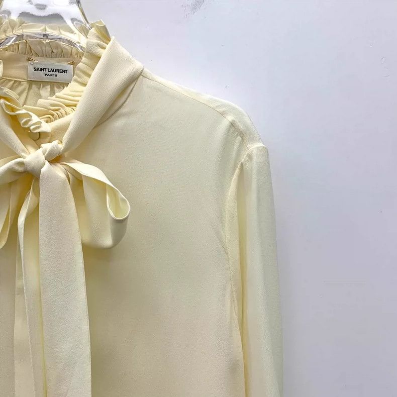 Saint Laurent Paris Saint Laurent Paris size 40 Beige lace bow mulberry silk l Size M / US 6-8 / IT 42-44 - 3 Thumbnail