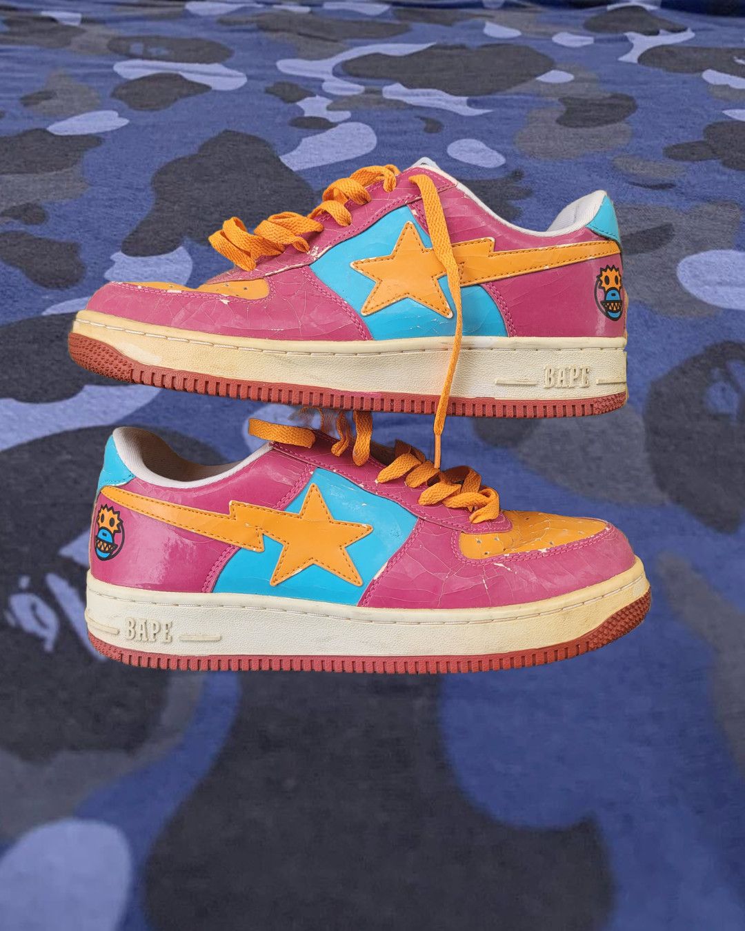 Bape SS09 Orange x Pink Glittery Monster Bapesta Size US 9 / EU 42 - 1 Thumbnail