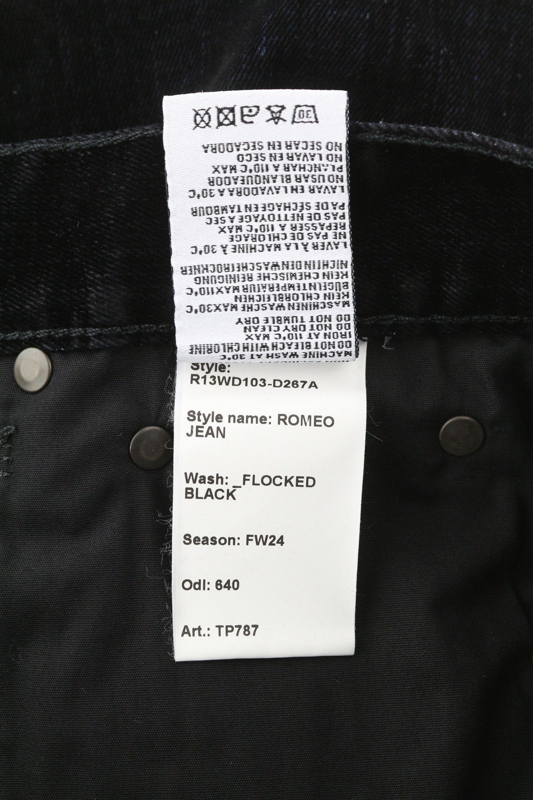 R13 ROMEO 24 Flocked Black Velvet Ankle Straight Zip 85814 Size 24" / US 00 / IT 34 - 8 Thumbnail
