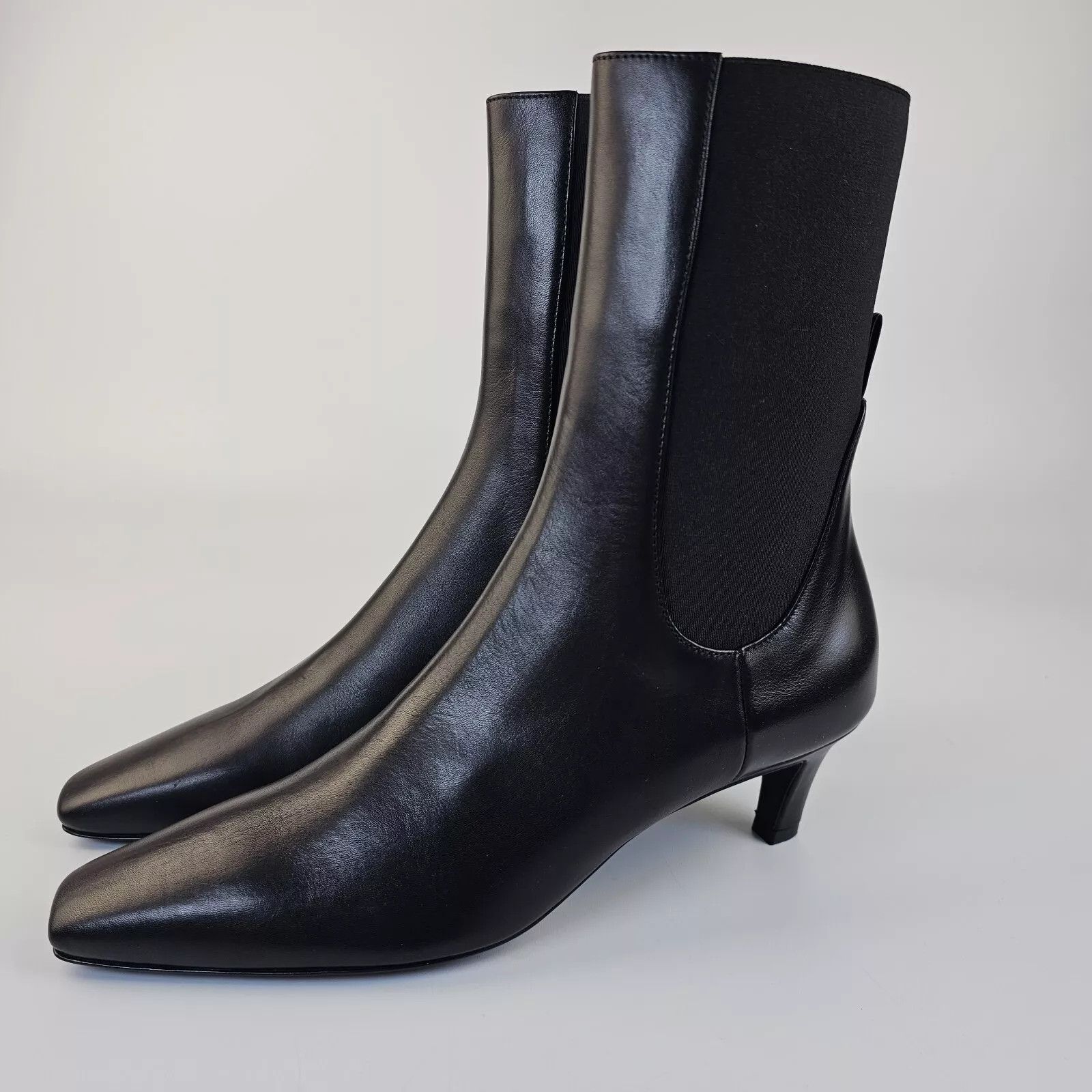 TOTEME The Mid Heel Black Leather 50mm Boots New