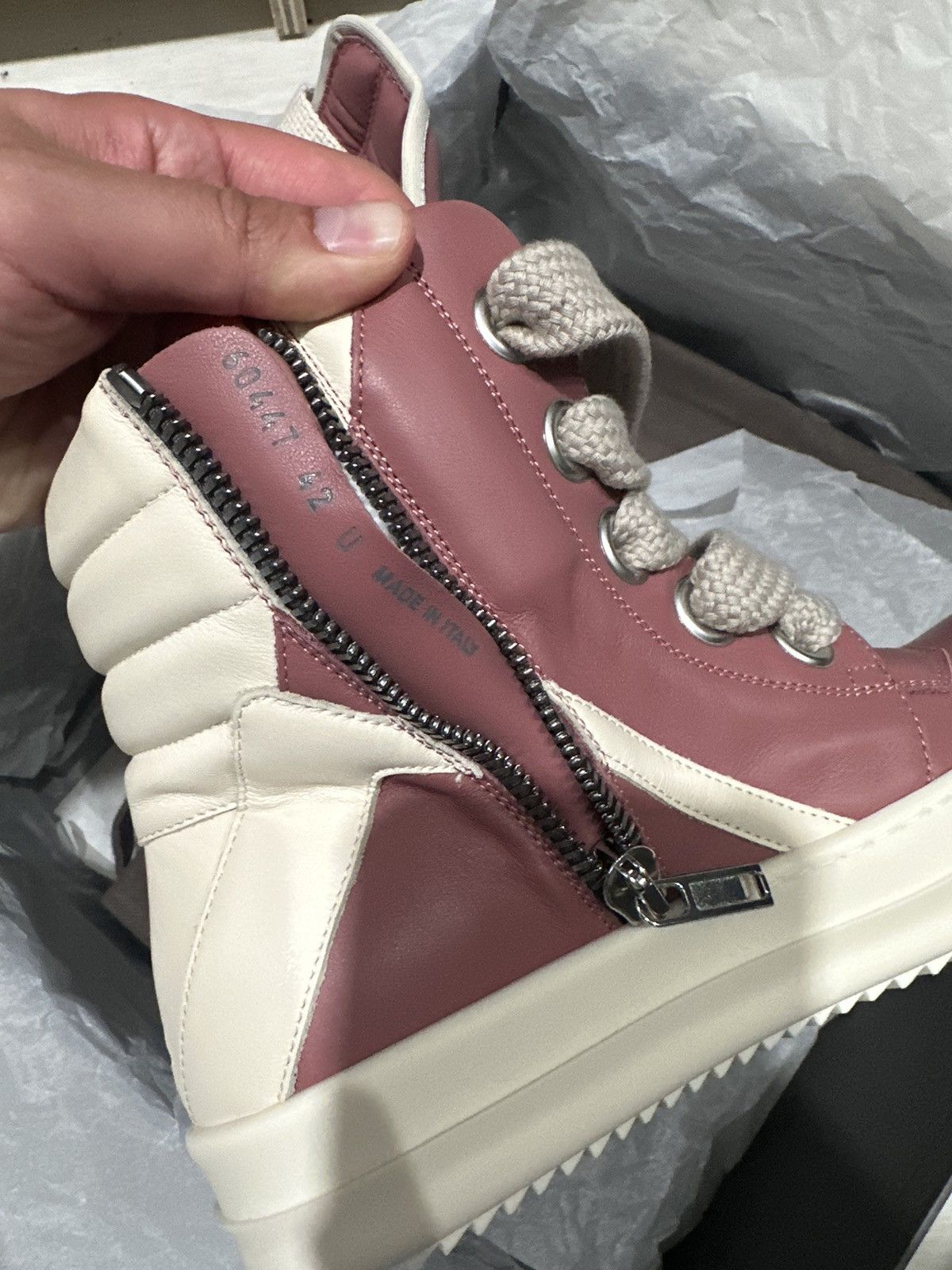 Rick Owens Rick Owens Thulian Pink Geobasket Jumbo Lace Sneaker Size US 9 / EU 42 - 8 Thumbnail
