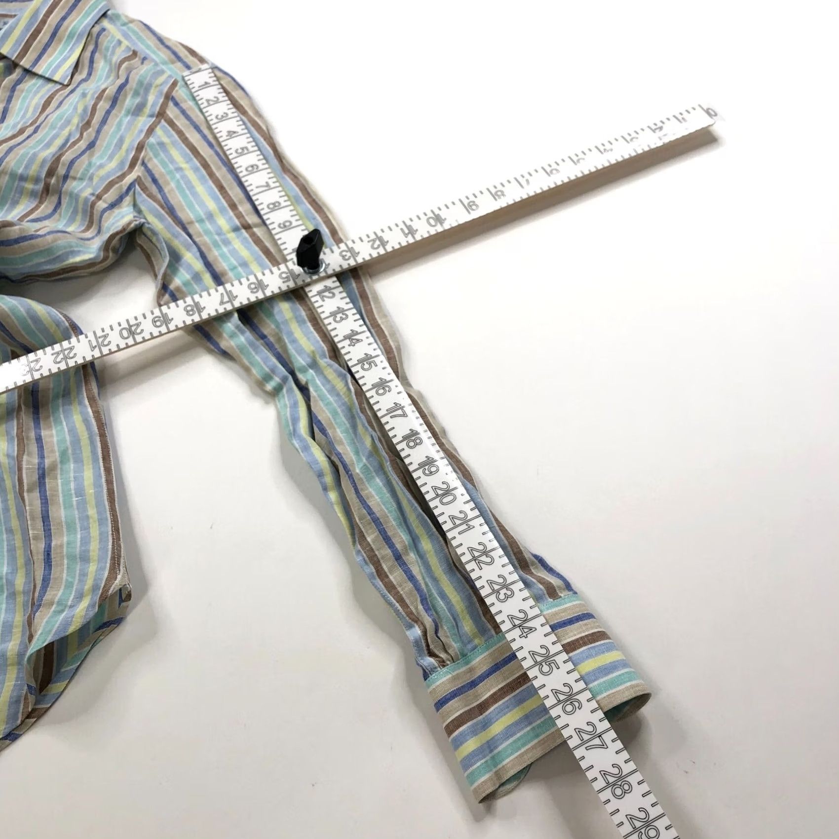 Vintage Giampaolo 16.5/36 Linen Cotton Button Long Sleeve Striped Casual Shirt Green Size US XL / EU 56 / 4 - 6 Thumbnail