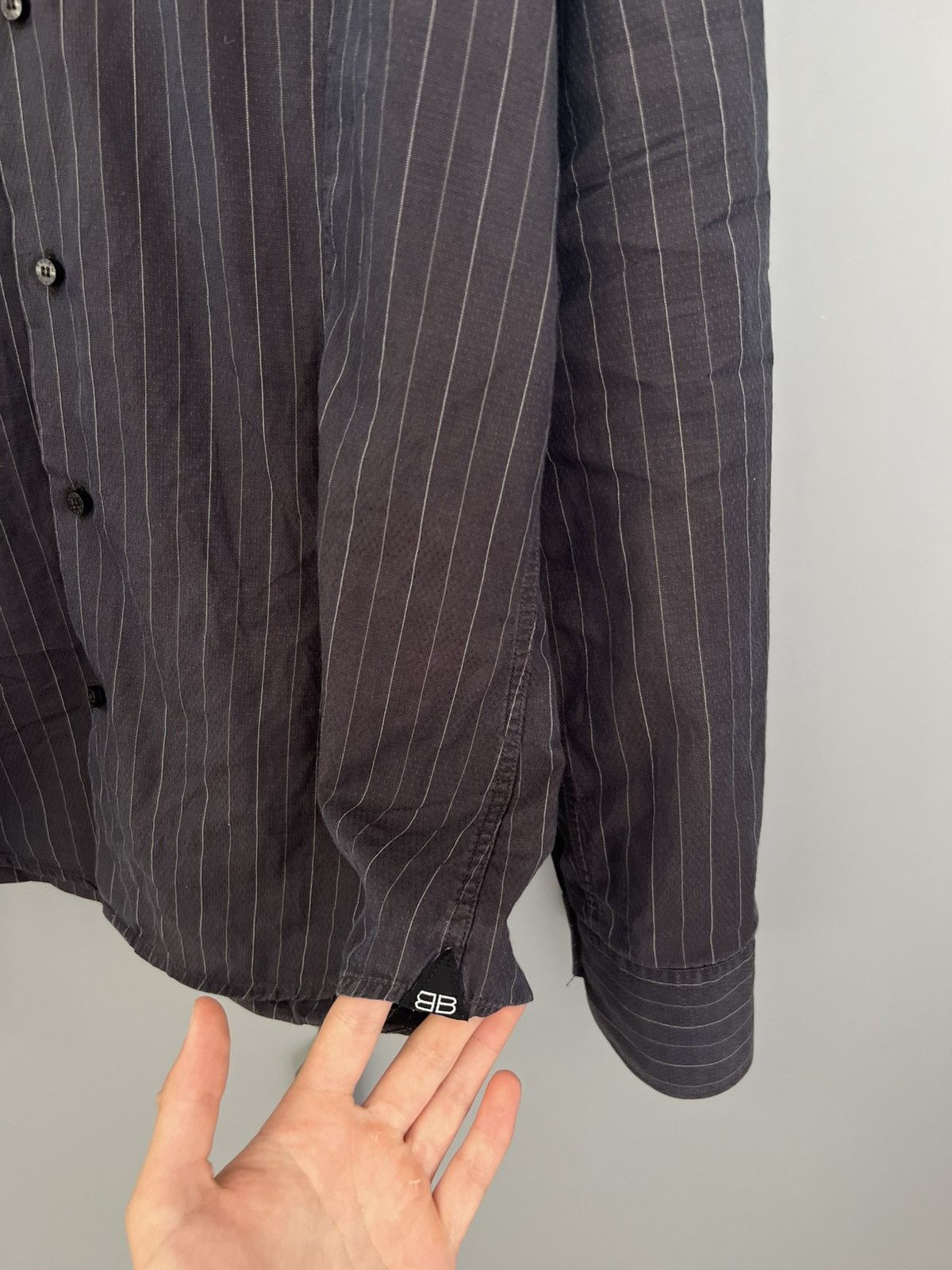 Balenciaga Balenciaga Men's Striped Cotton Button Up Shirt Size 15/40 Size US M / EU 48-50 / 2 - 4 Thumbnail
