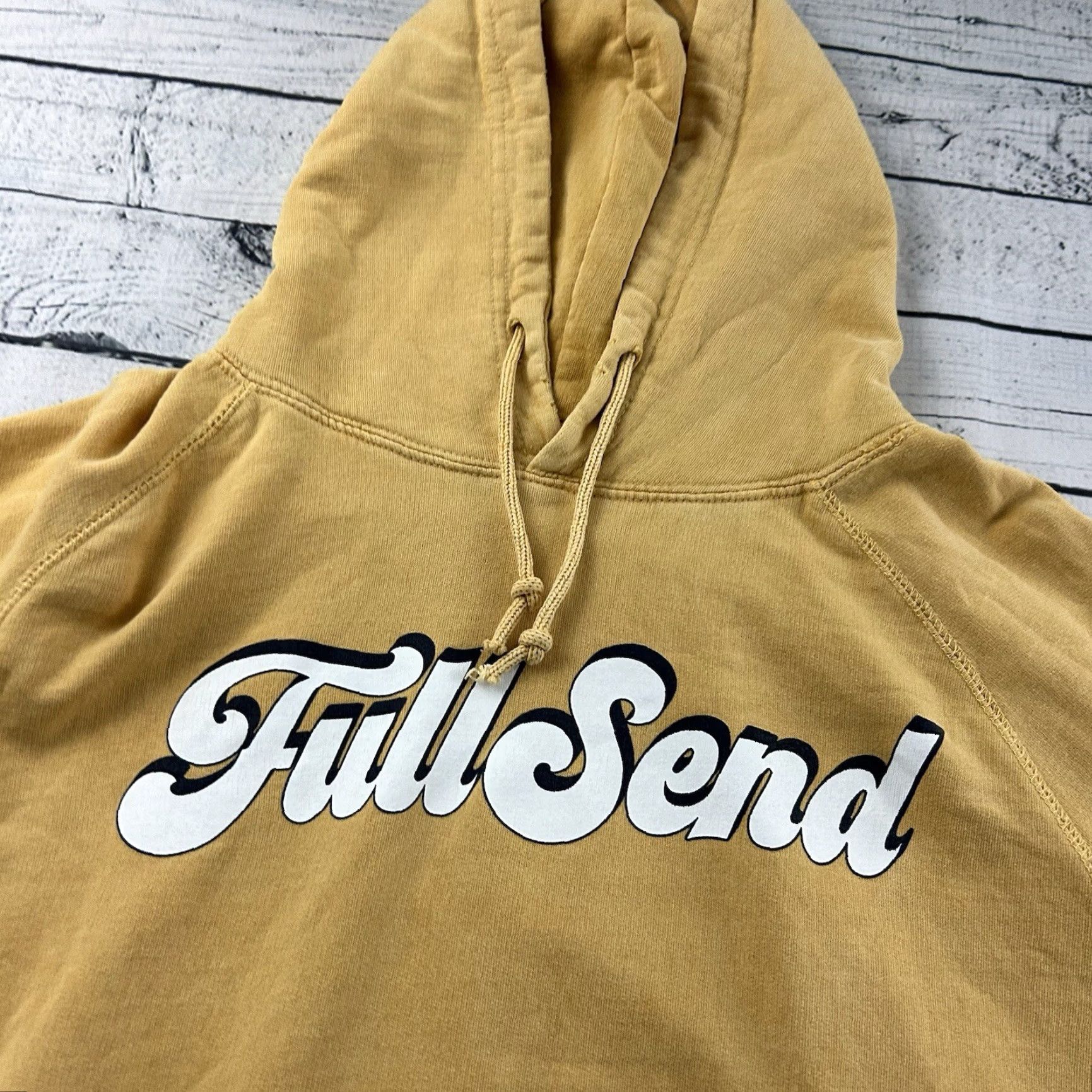 Vintage Full Send Mens Hoodie Pullover Sweatshirt M Yellow Size US M / EU 48-50 / 2 - 2 Thumbnail