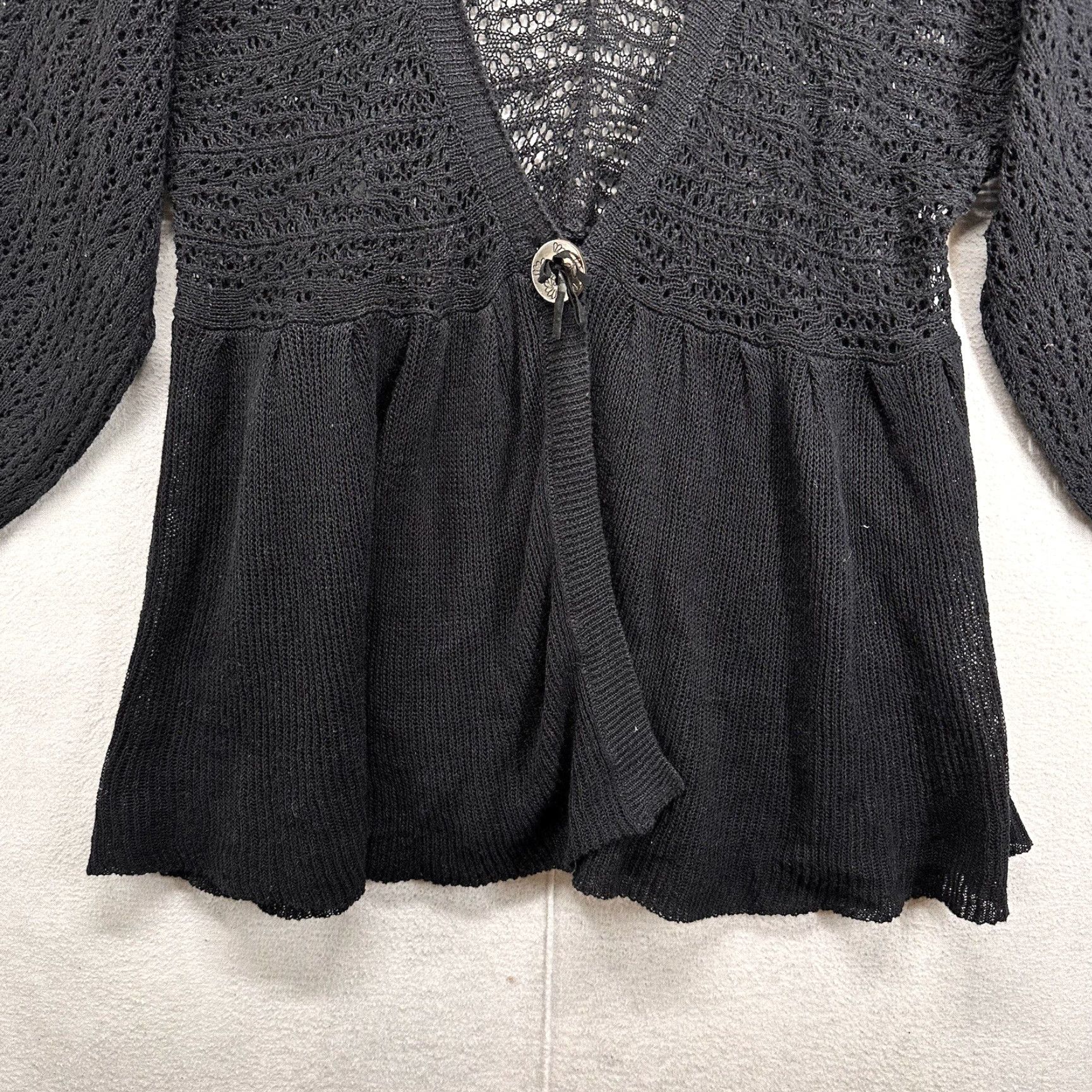 Vintage VINTAGE Shelly Couture Tunic Top Women Size Large Black Sheer Knit Goth V-Neck Pullover Size L / US 10 / IT 46 - 5 Thumbnail