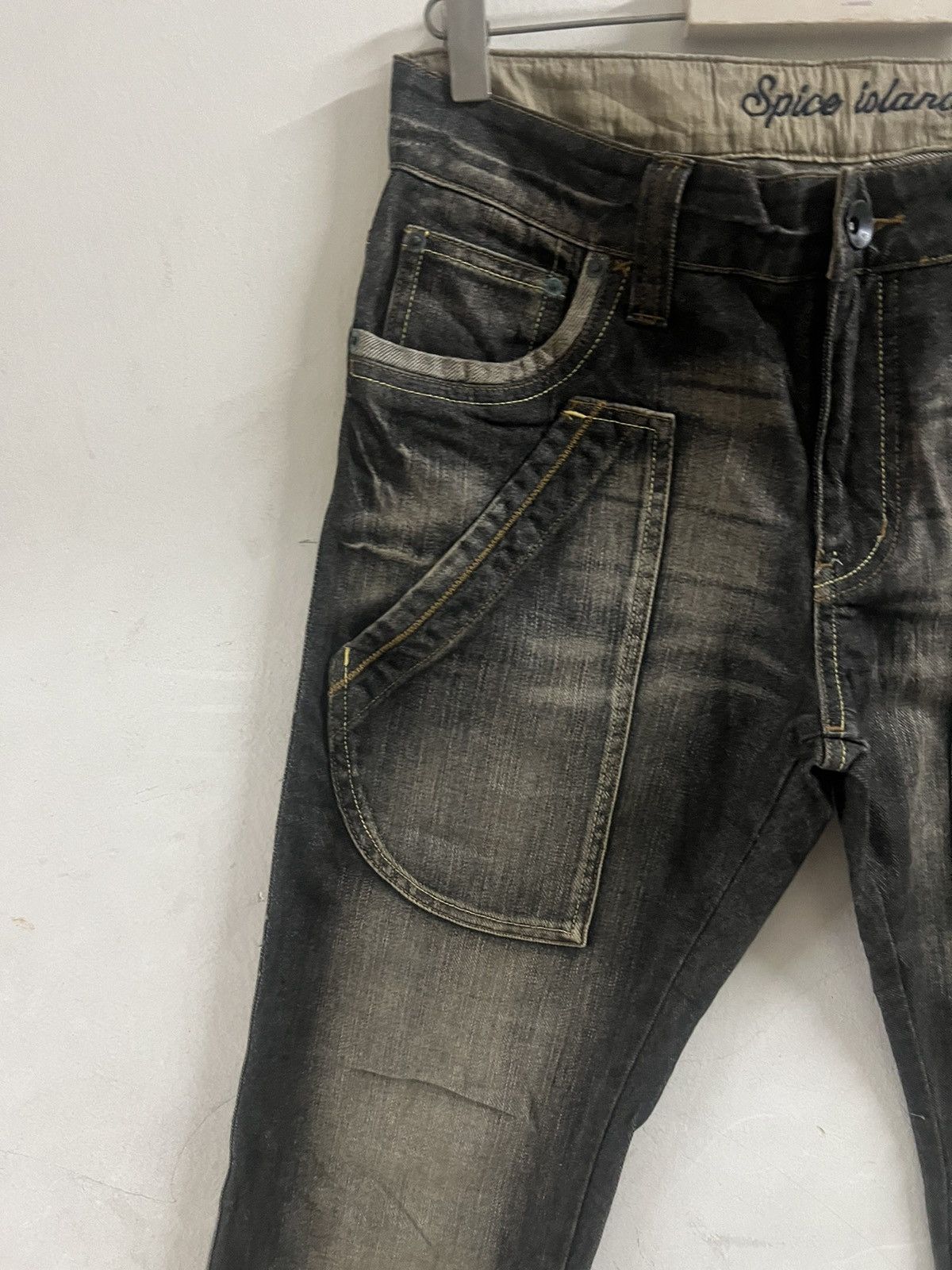 Designer × Hysteric Glamour × Japanese Brand FLARED🔥BLACK FADED SPICE ISLAND DISTRESS DENIM PANT Size US 31 - 4 Thumbnail