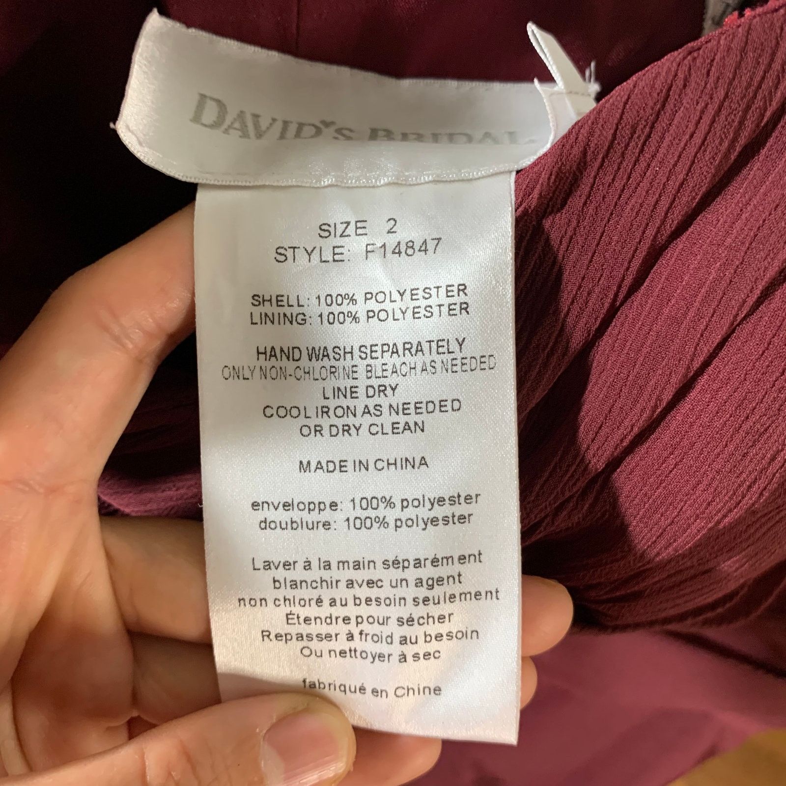 Other David's Bridal Womens Dress Size XS / US 0-2 / IT 36-38 - 4 Thumbnail
