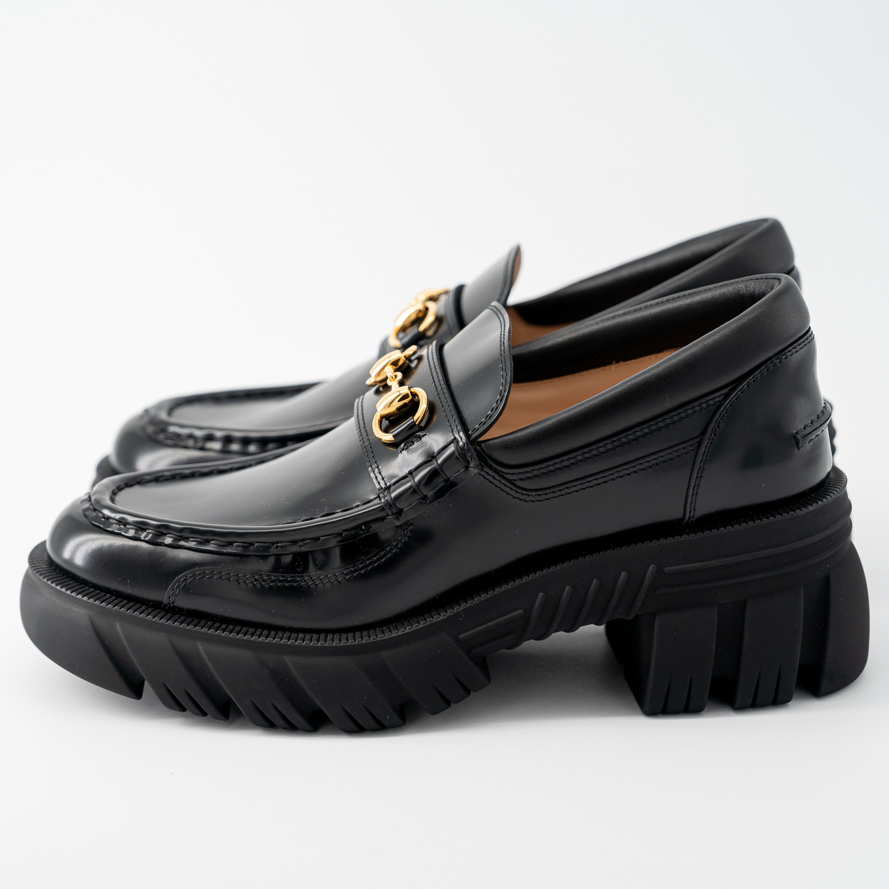 Gucci 40.5G Gucci Horsebit Platform Lug Sole Black Leather Loafers Size US 10.5 / IT 40.5 - 4 Thumbnail