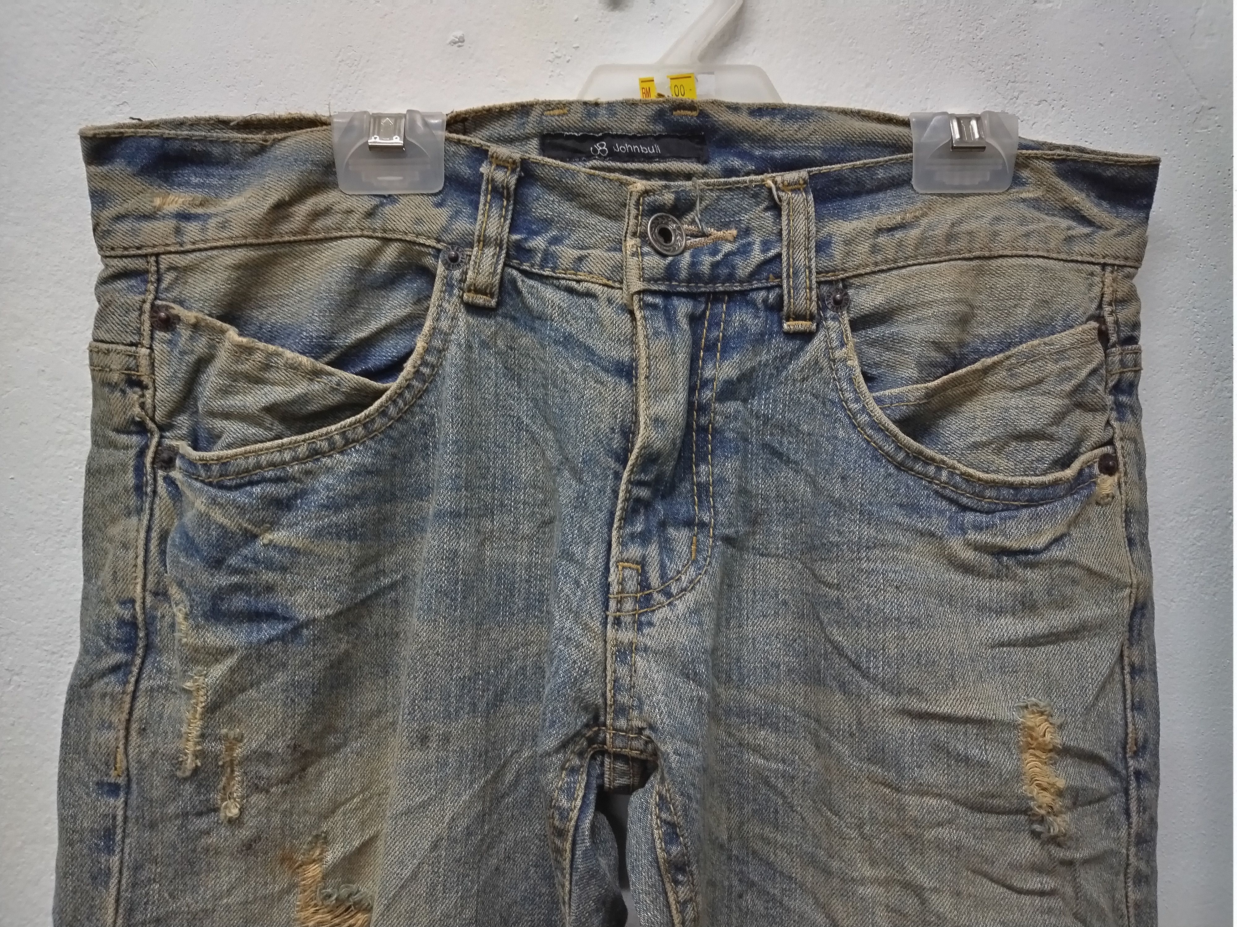 Japanese Brand × Johnbull Crazy Cool Vtg distressed Trash Flared Design John Bull Jean Size US 30 / EU 46 - 4 Thumbnail