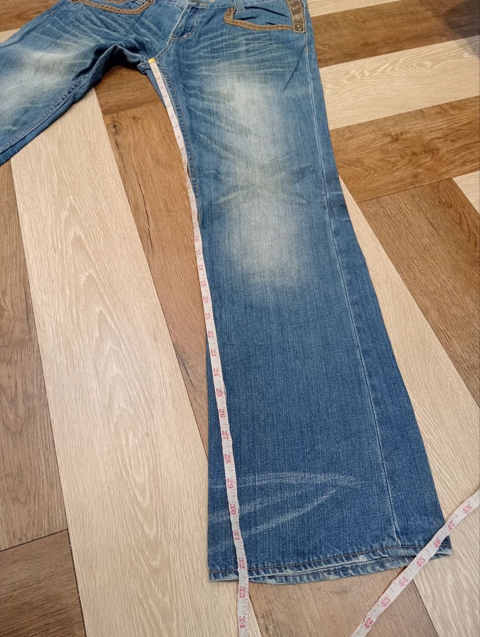 Japanese Brand JAPANESE ROOT THREE BLUE DENIM FLARED PANTS Size US 34 / EU 50 - 14 Thumbnail