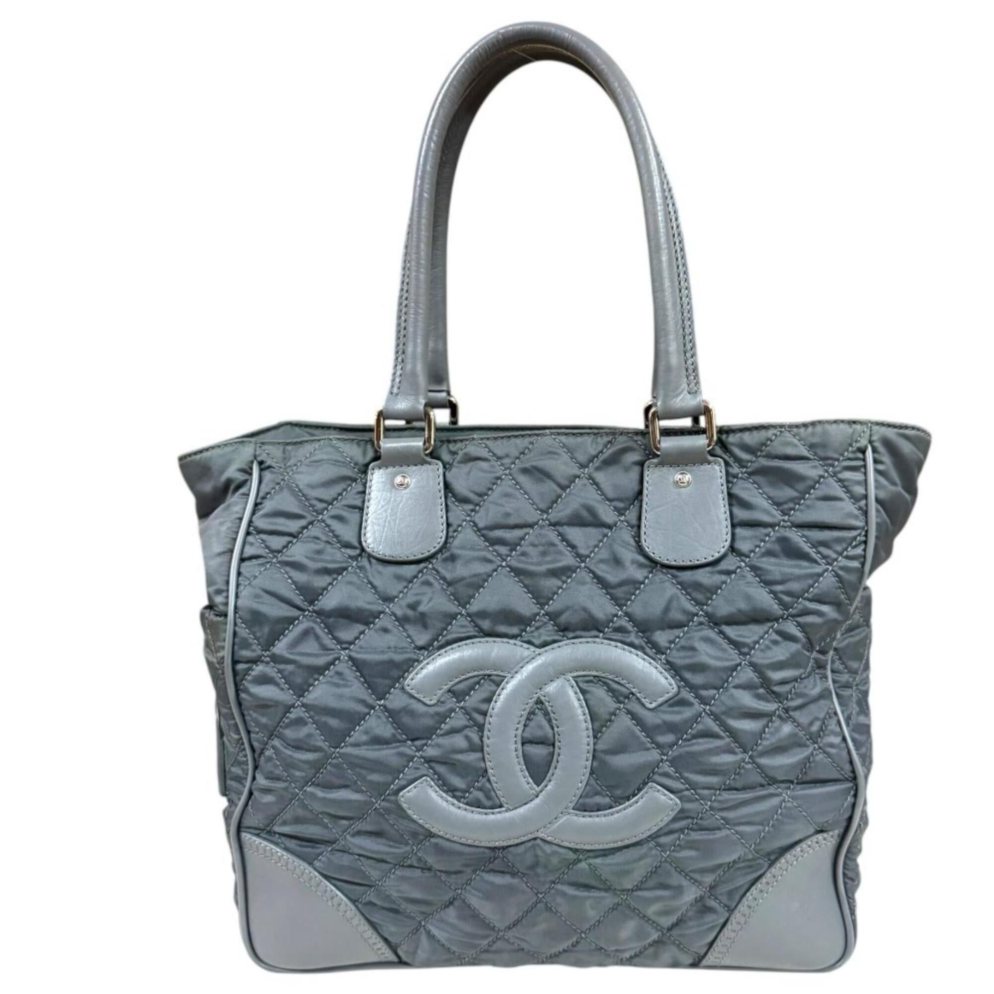 Chanel Chanel Paris New York Line Coco Mark Tote Bag, Nylon A33100, Gray, Women's CHANEL Size ONE SIZE - 1 Thumbnail