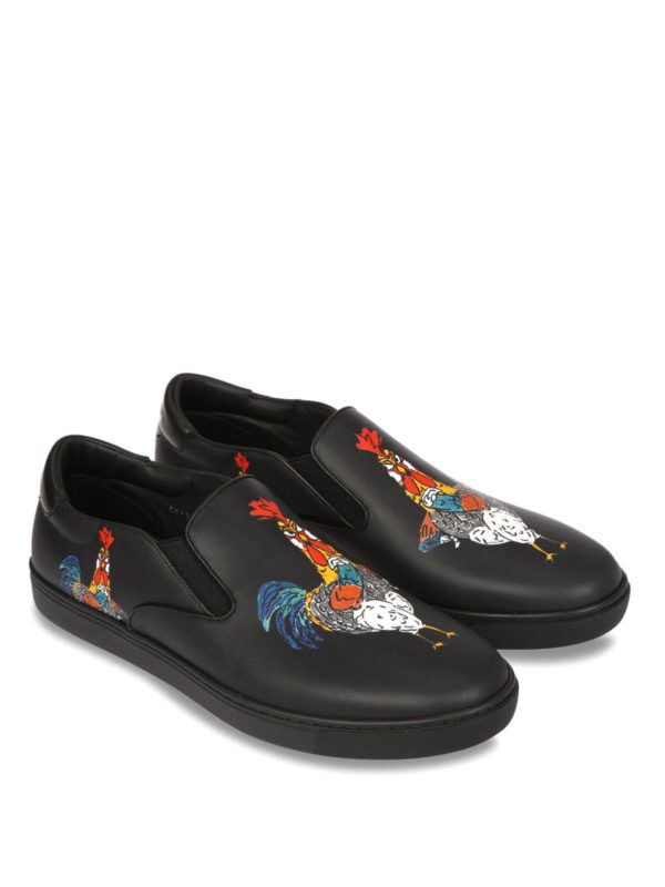 Dolce & Gabbana DOLCE GABBANA COCKEREL PRINT LEATHER SLIP-ON Size US 8 / EU 41 - 2 Thumbnail