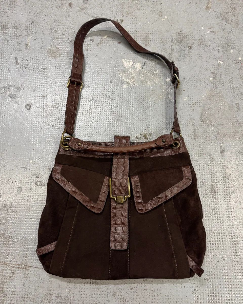 Just Cavalli AW2008 Cavalli Crocodile Effect Leather Brown Shoulder Bag Size ONE SIZE - 1 Thumbnail