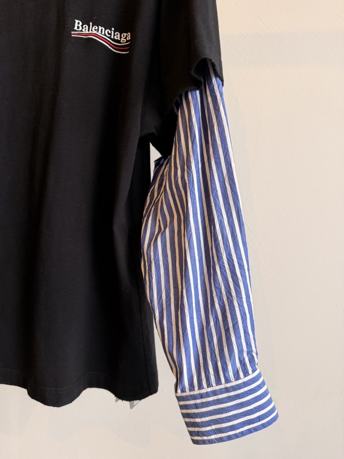 Balenciaga Balenciaga Political Campaign Long T-Shirt Black/Blue Stripe Size US S / EU 44-46 / 1 - 2 Thumbnail