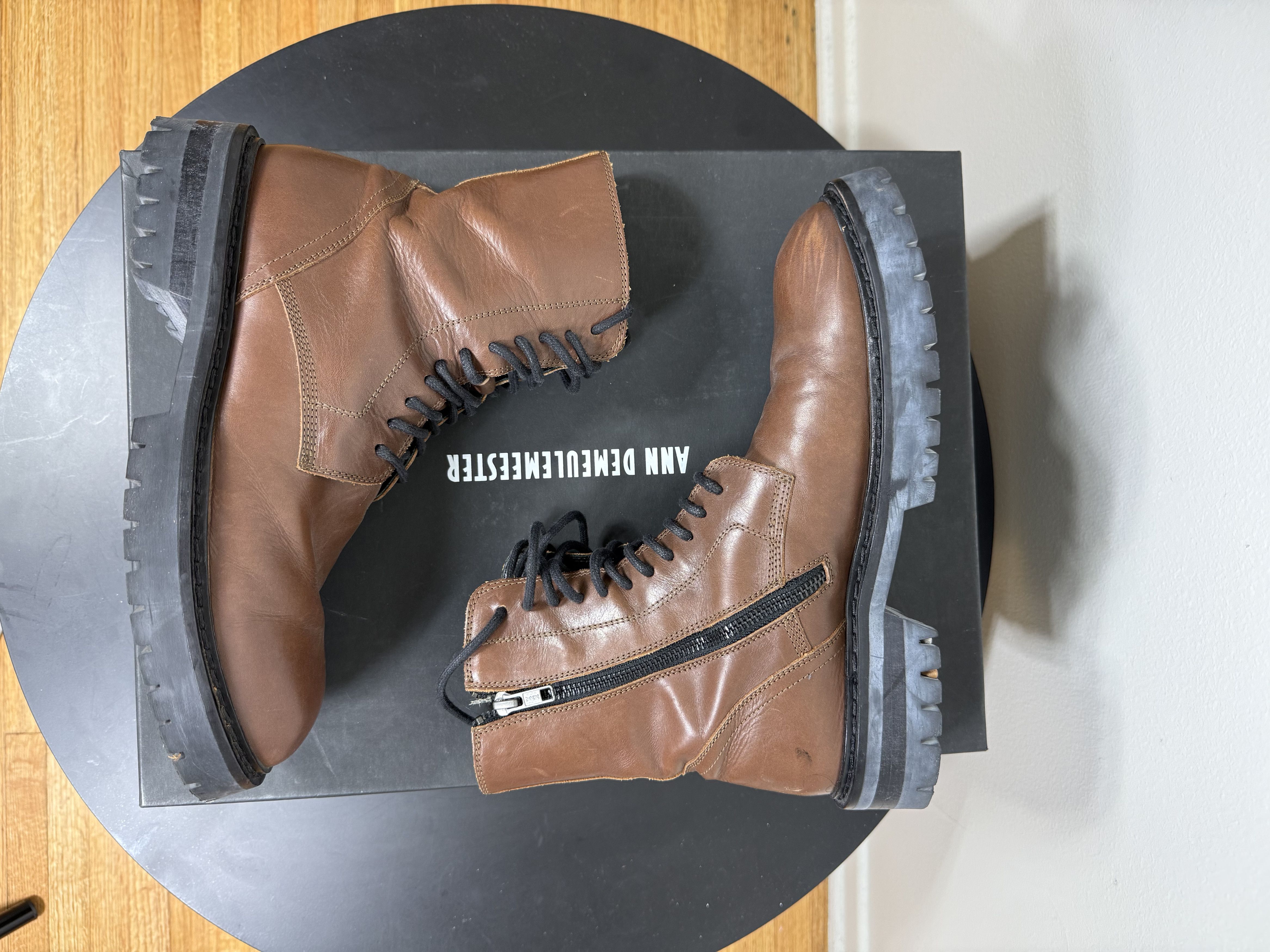 Ann Demeulemeester Brown "Malta Khaki" Leather Lace-up Boots Size US 8 / EU 41 - 3 Thumbnail