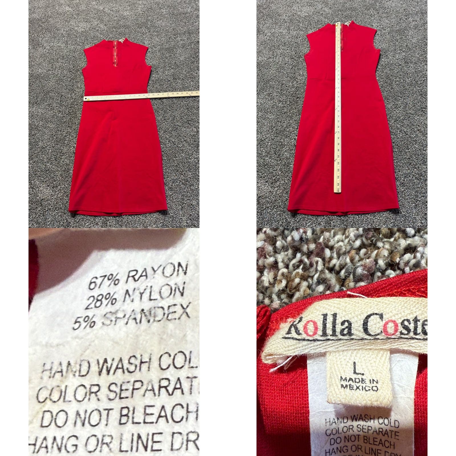 Vintage VINTAGE Rolla Coaster Dress Red Midi Dress L Rayon Sleeveless Zip Round Neck Striped Bodycon 90s Womens Size L / US 10 / IT 46 - 8 Thumbnail
