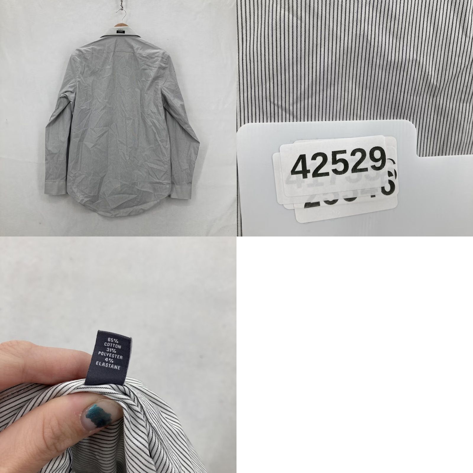 Van Heusen Van Heusen Shirt Mens M Black Smoke Slim Fit Stretch Dress Shirt Long Sleeve 15 32/33 Size 40R - 9 Thumbnail