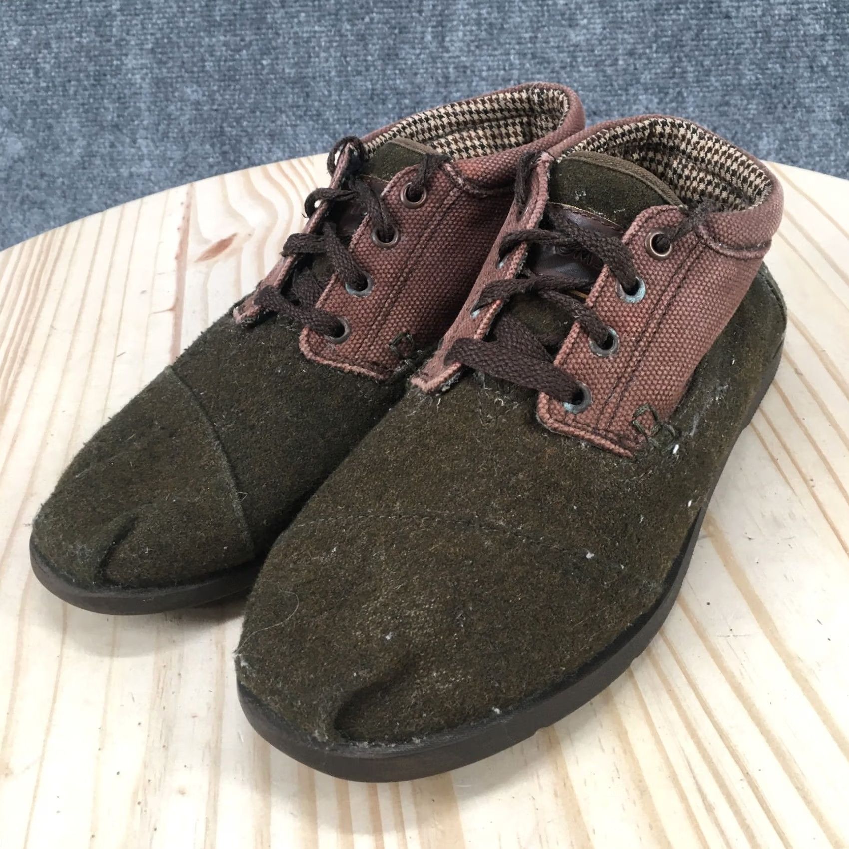 Toms Toms Boots Mens 8 Casual Comfort Lace Up Ankle Boot Green Fabric Brown Flat Boots Size US 8 / EU 41 - 6 Thumbnail