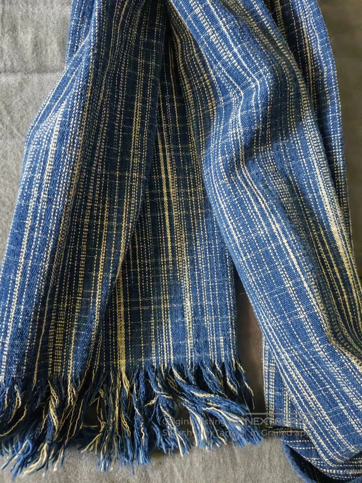 Other Vintage Handmade Blue Dyed Scarf. Size ONE SIZE - 7 Thumbnail