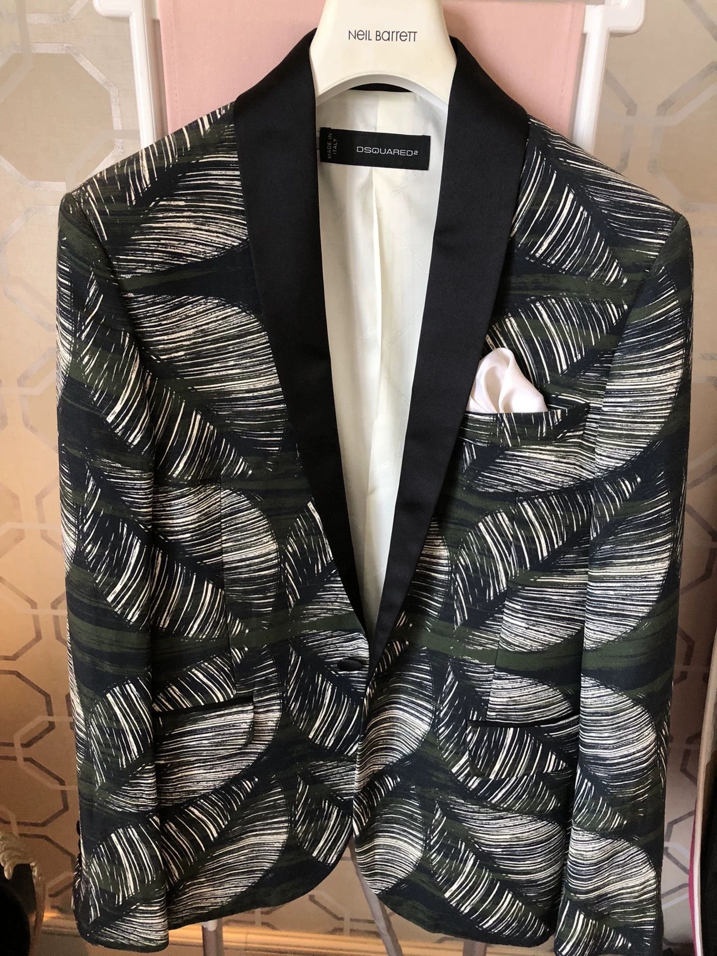 Dsquared2 Dsquared2 Green Tropical Print Linen Suit Size US M / EU 48-50 / 2 - 1 Thumbnail