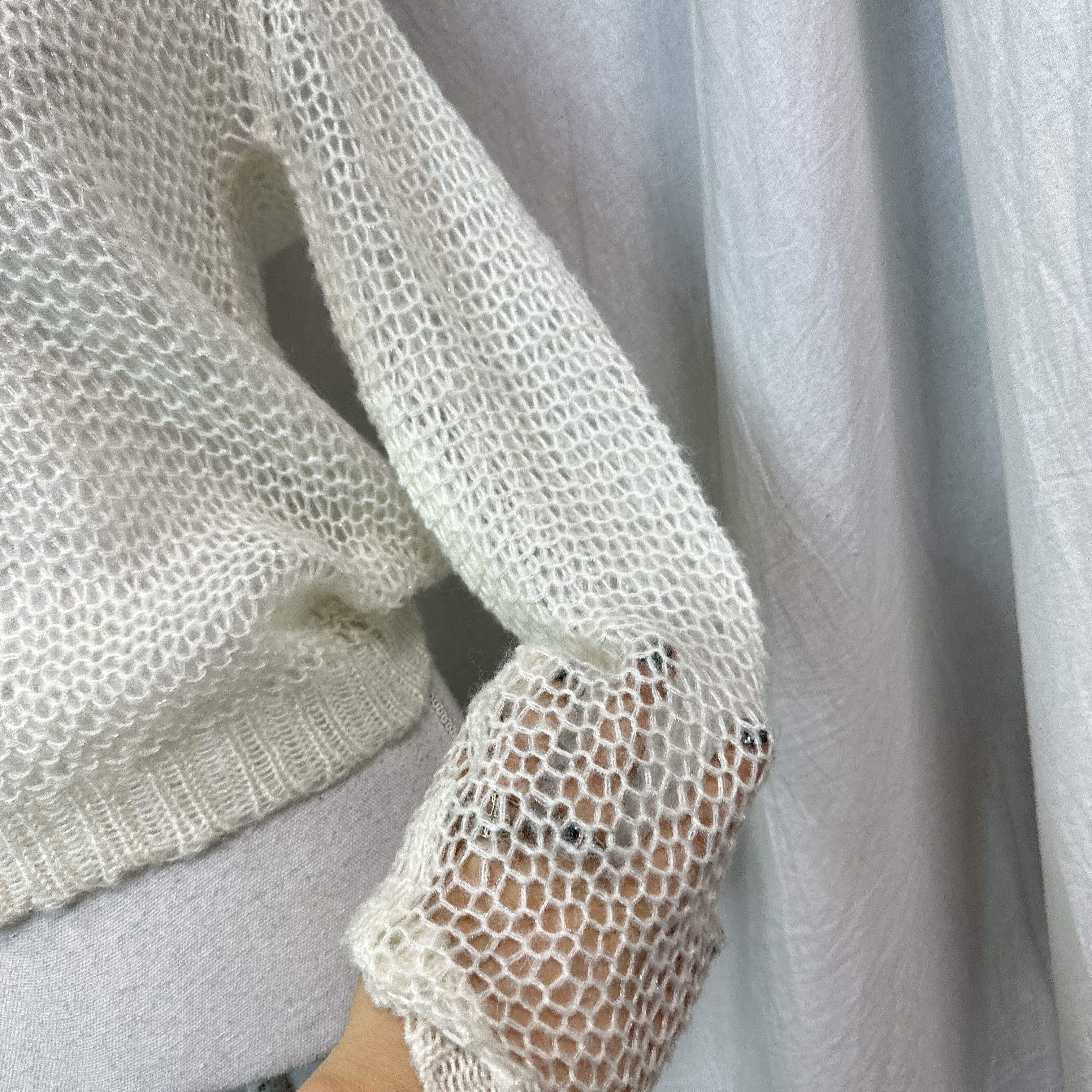 Vintage Vintage Avant Garde Crochet Openwork Sweater Y2K Size M / US 6-8 / IT 42-44 - 4 Thumbnail