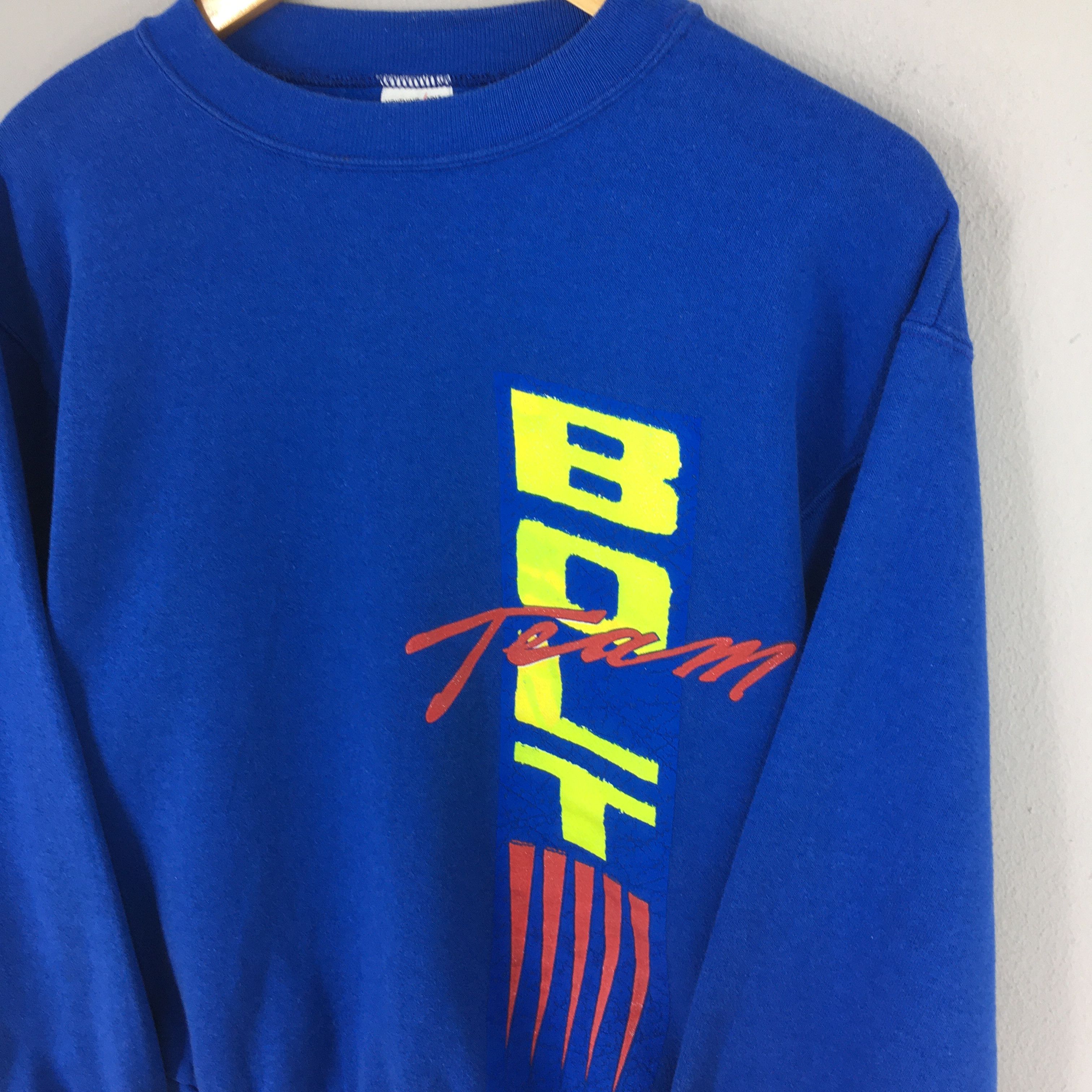 Lightning Bolt × Vintage Vintage 90s Lightning Bolt Blue Sweatshirt Medium Size US M / EU 48-50 / 2 - 3 Thumbnail