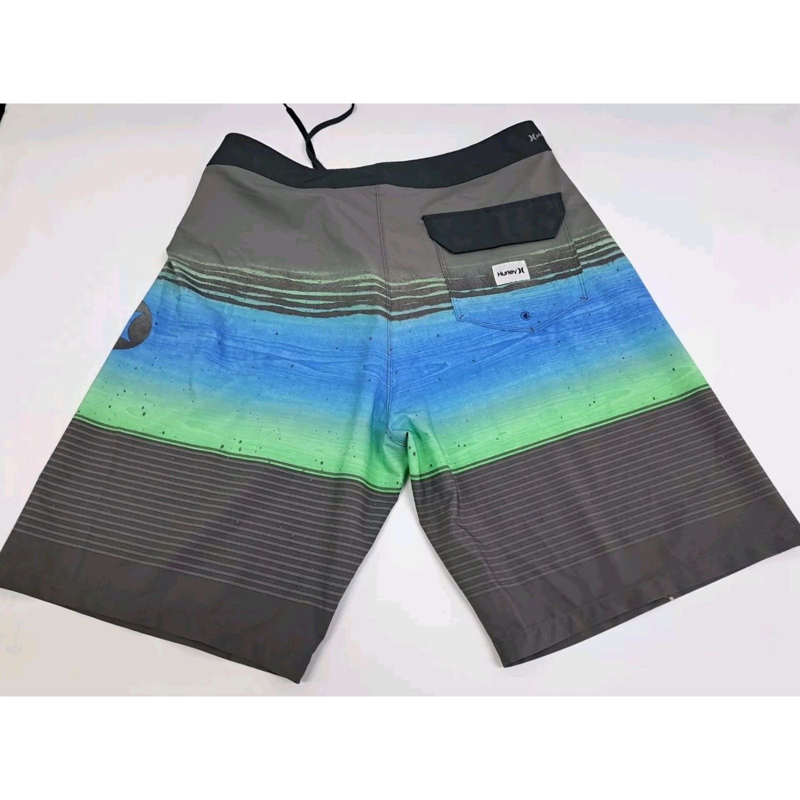 Hurley Hurley Mens Board Shorts Size 34 Striped Phantom Multicolor Beach Quick Dry Back Pocket Drawstring Mens Short Bottom Surfing Navy? Size US 34 / EU 50 - 3 Thumbnail
