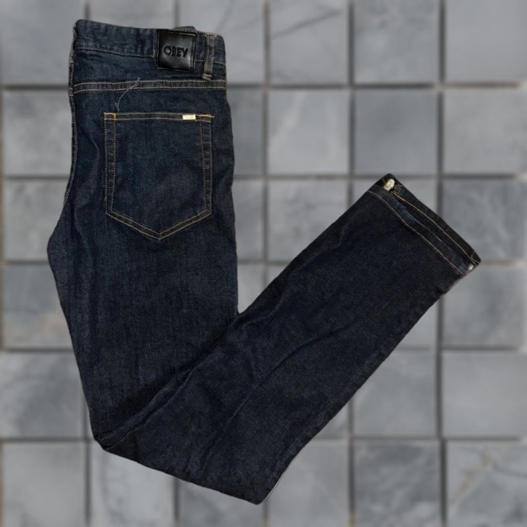 Obey VINTAGE OBEY Jeans Straight Slim Dark Wash 30x33 Mens Denim Stretch Skater Y2K Streetwear Size US 30 / EU 46 - 1 Thumbnail