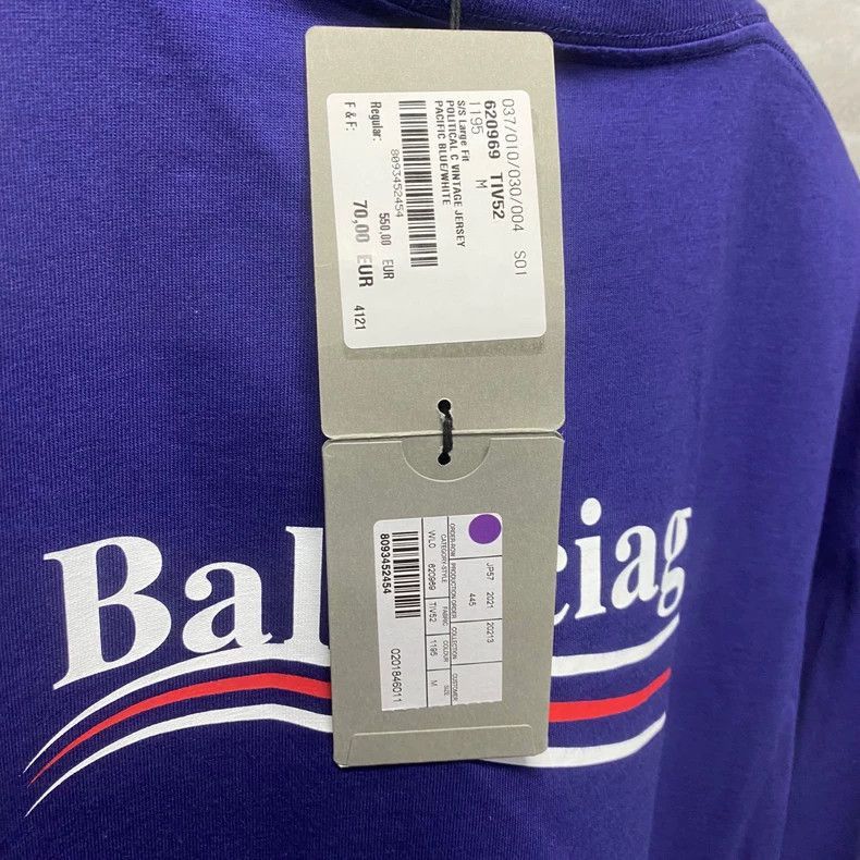 Balenciaga Balenciaga Blue Logo Short Sleeve Shirt-2505 Size US S / EU 44-46 / 1 - 7 Thumbnail