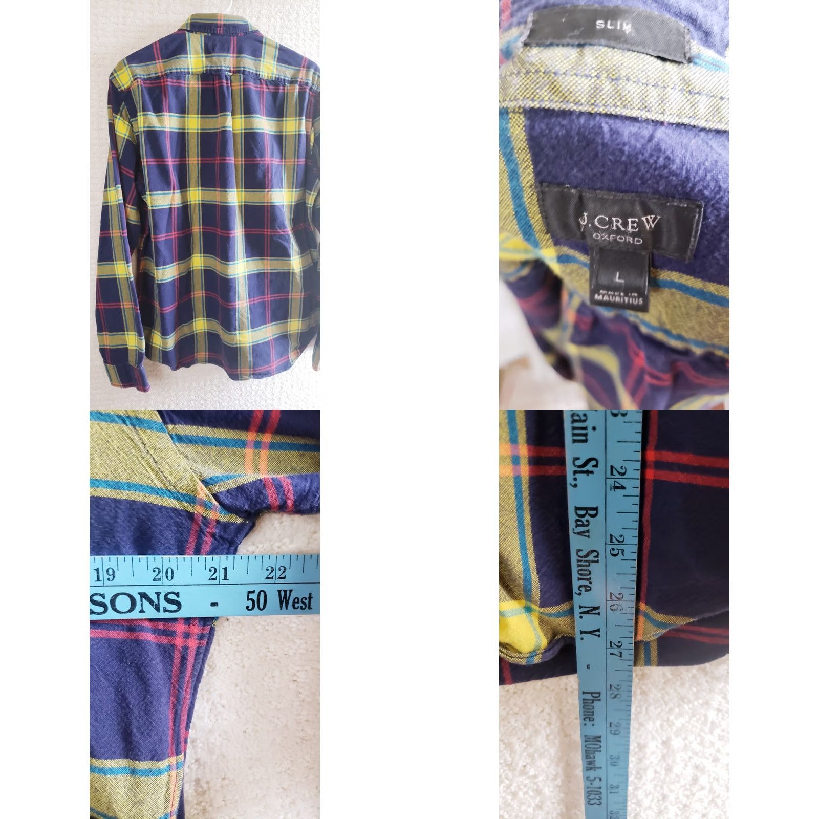J.Crew J. Crew Oxford Shirt Slim Fit Button-Down Plaid Multicolor Long Sleeve Men’s Large Shirt Size US L / EU 52-54 / 3 - 8 Thumbnail
