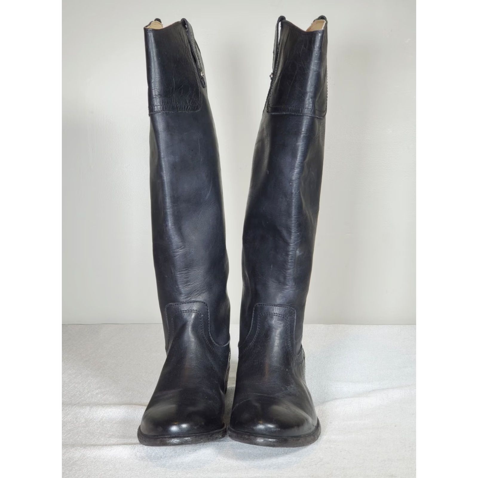 Frye VINTAGE FRYE Carson Riding Button Tall Boots 70068 Distressed Black Leather Women's 9 B Size US 9 / IT 39 - 6 Thumbnail