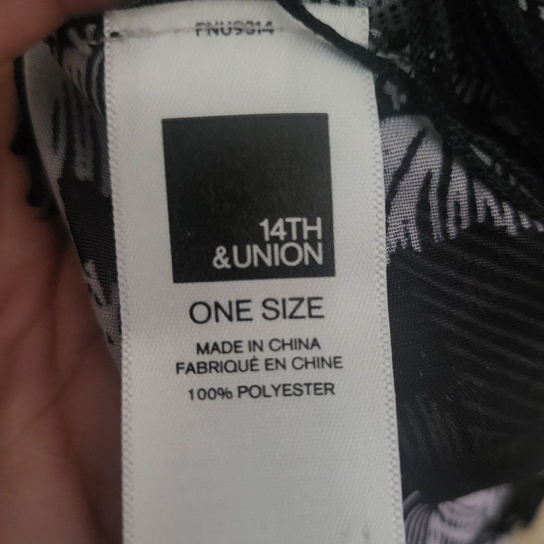 14th & Union 14th & Union Sheer Black & White Palm Tree Coverup Shawl -OS Size ONE SIZE - 4 Thumbnail