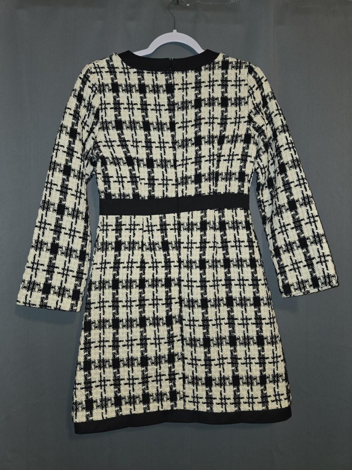 Other Yi Yuan Mei Yin Black & White Tweed Dress Faux Pearl Button Size M / US 6-8 / IT 42-44 - 2 Thumbnail