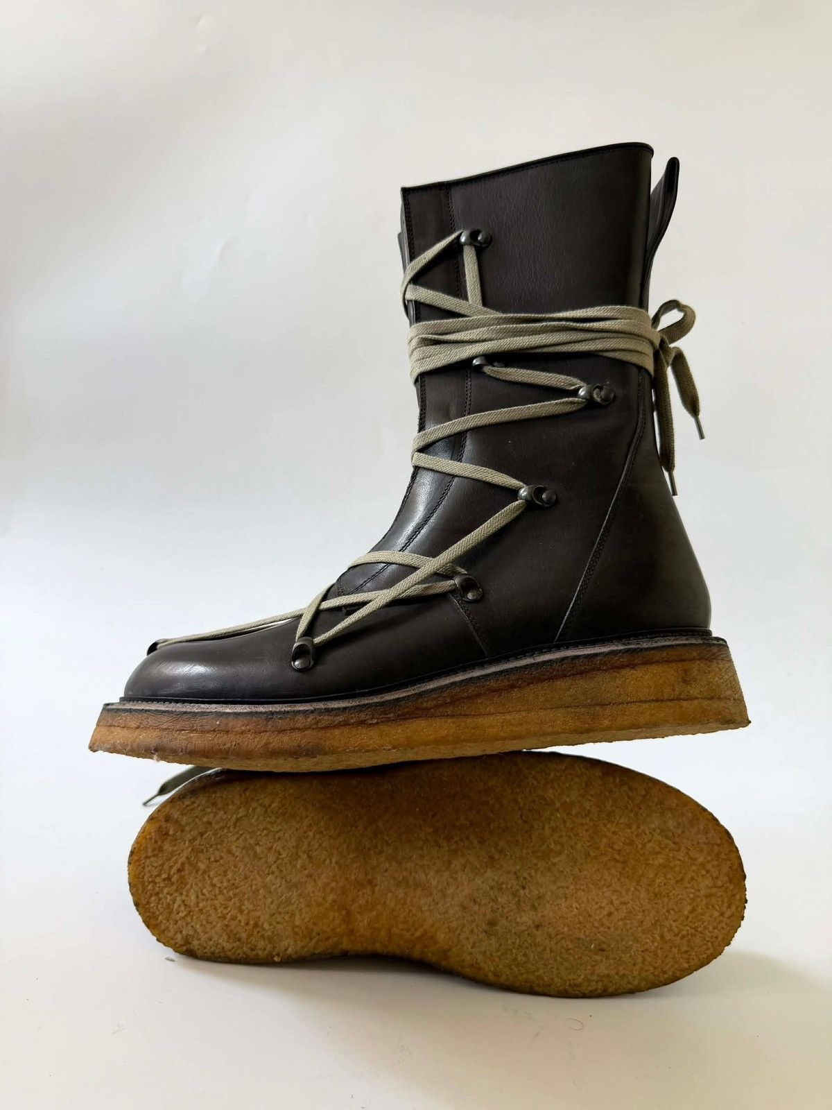 Rick Owens Rick Owens Black Lace-Up Creeper Boots Size US 11 / EU 44 - 3 Thumbnail