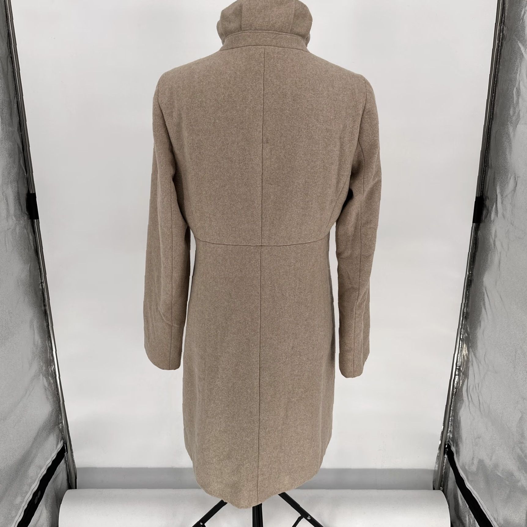 J.Crew J Crew Uptown Dress Coat Womens 8 Beige Wool Blend Funnel Neck Overcoat Warm Size M / US 6-8 / IT 42-44 - 4 Thumbnail