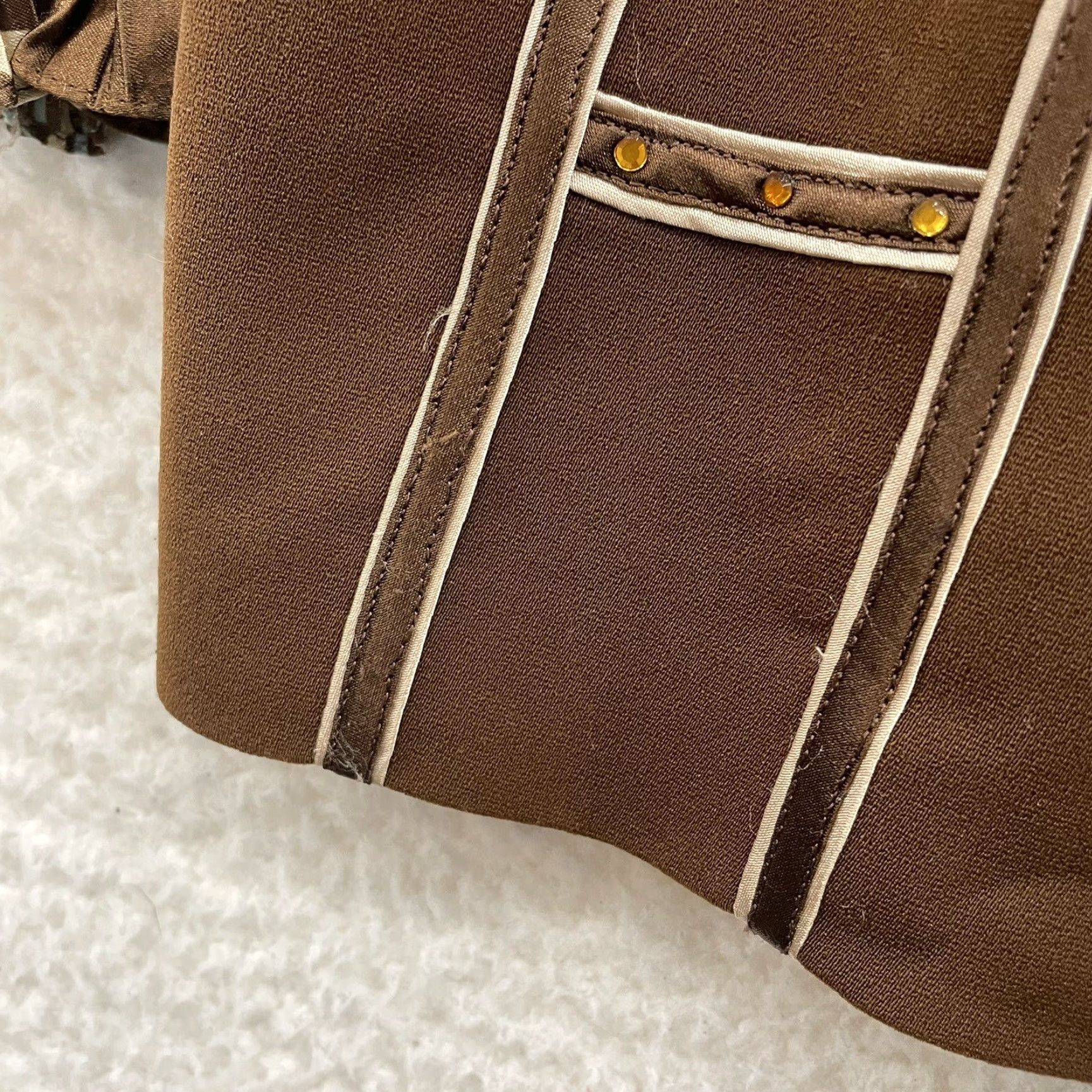 Vintage VINTAGE Blazer Jacket 14 Womens Brown Lined Rhinestone Studded Bling Statement Susanna Blazer 1990s Ladies Brown Blazer Mens? Size XL / US 12-14 / IT 48-50 - 5 Thumbnail