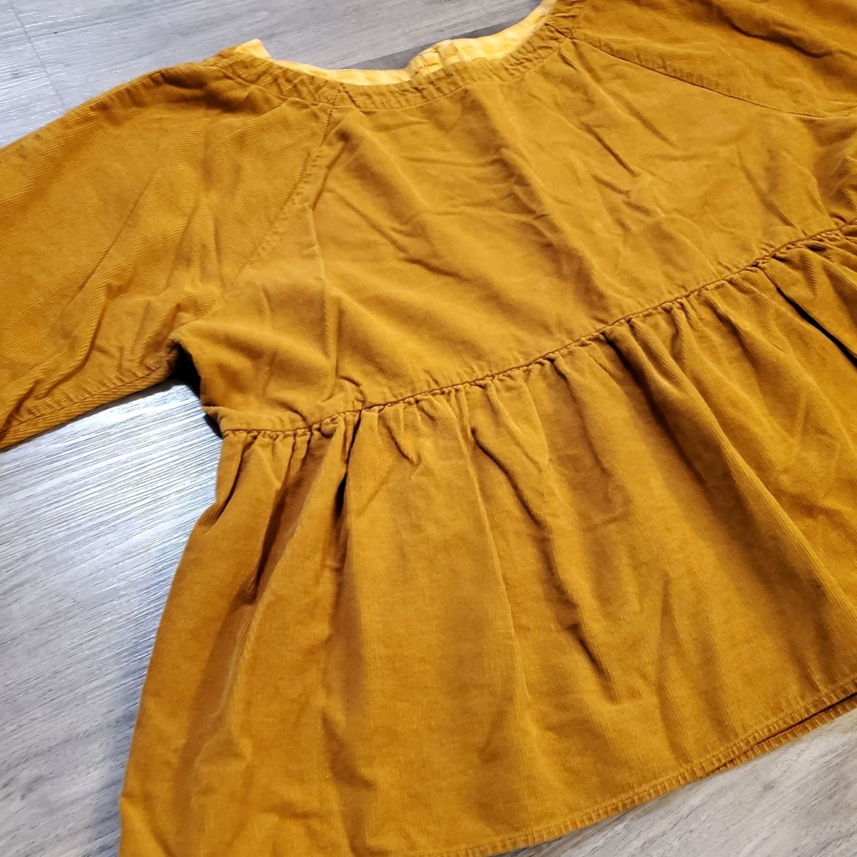Vintage Anthropologie Maeve Maria Shirt Womens M Yellow Corduroy Tunic Top Sleeve Size M / US 6-8 / IT 42-44 - 3 Thumbnail