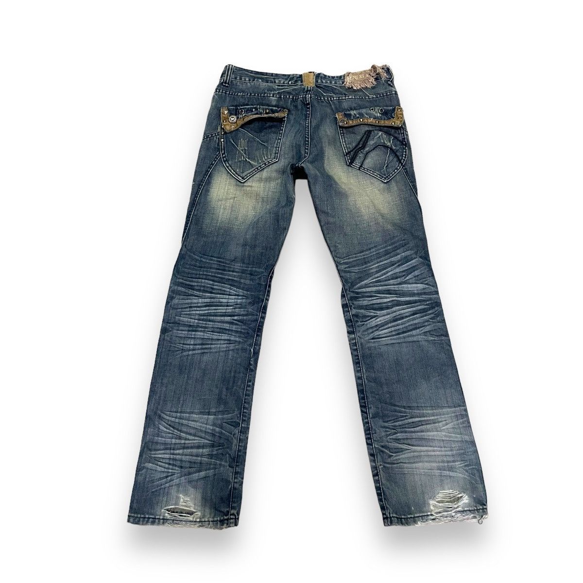If Six Was Nine × Japanese Brand × Le Grande Bleu (L.G.B.) 🇯🇵 TSL JEANS POEM DISTRESSED DENIM PANTS Size US 35 - 3 Thumbnail
