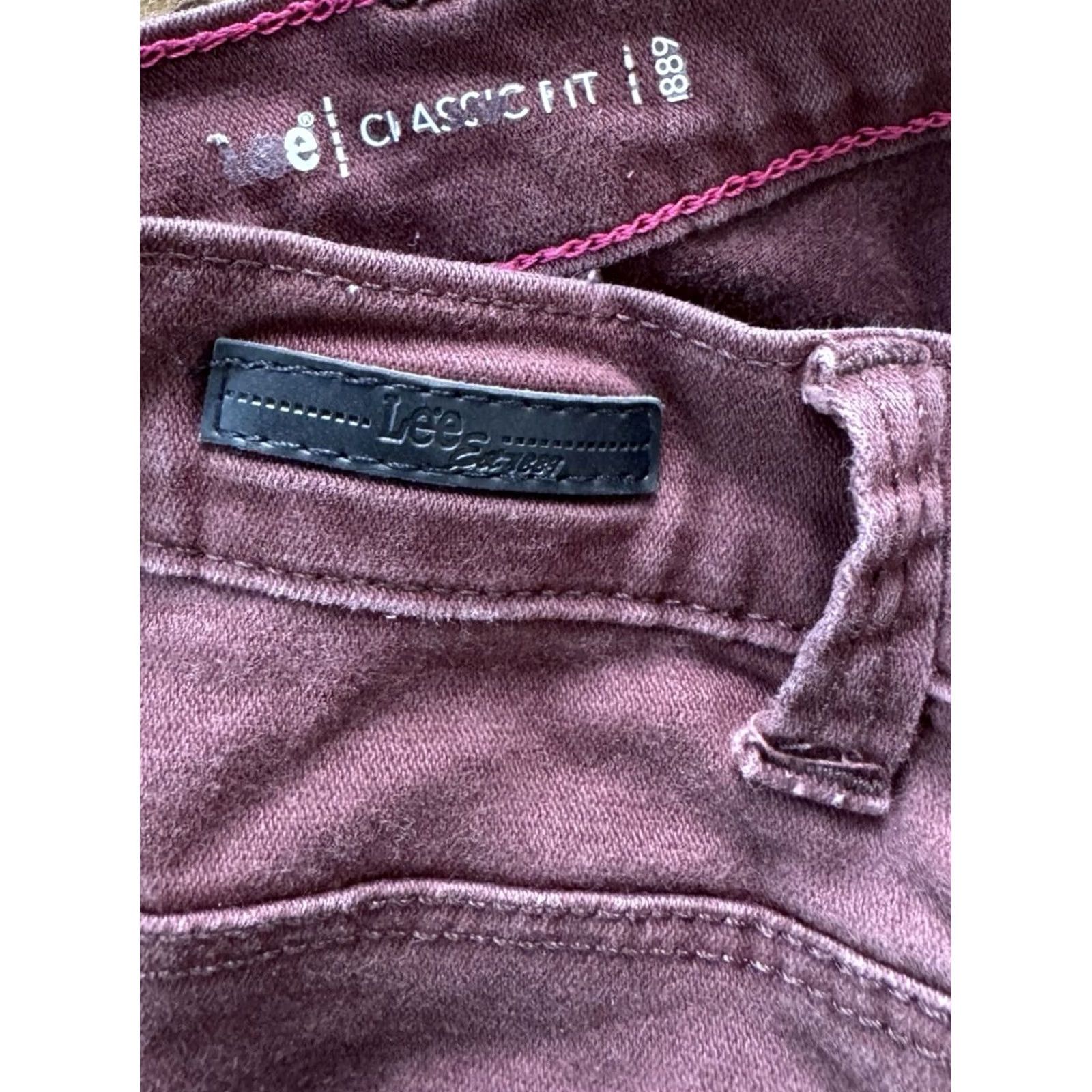 Lee Lee Pants Classic Fit Women’s 14 Medium Burgundy 5 Pocket Flat Front Size 24" / US 00 / IT 34 - 5 Thumbnail
