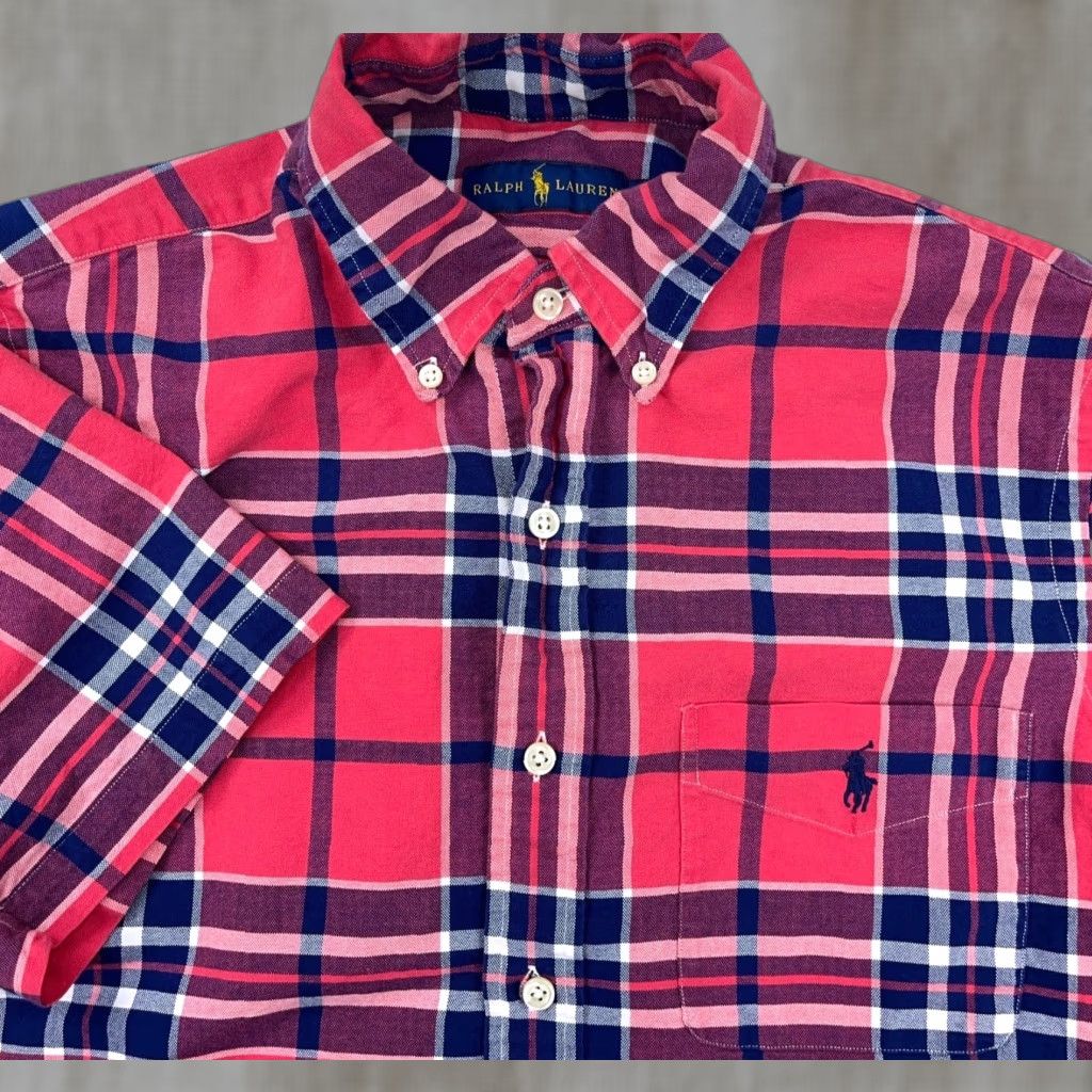 Ralph Lauren Ralph Lauren Shirt Men M Pink Plaid Button-Up Short Sleeve Cotton Button-Down Size US M / EU 48-50 / 2 - 1 Thumbnail