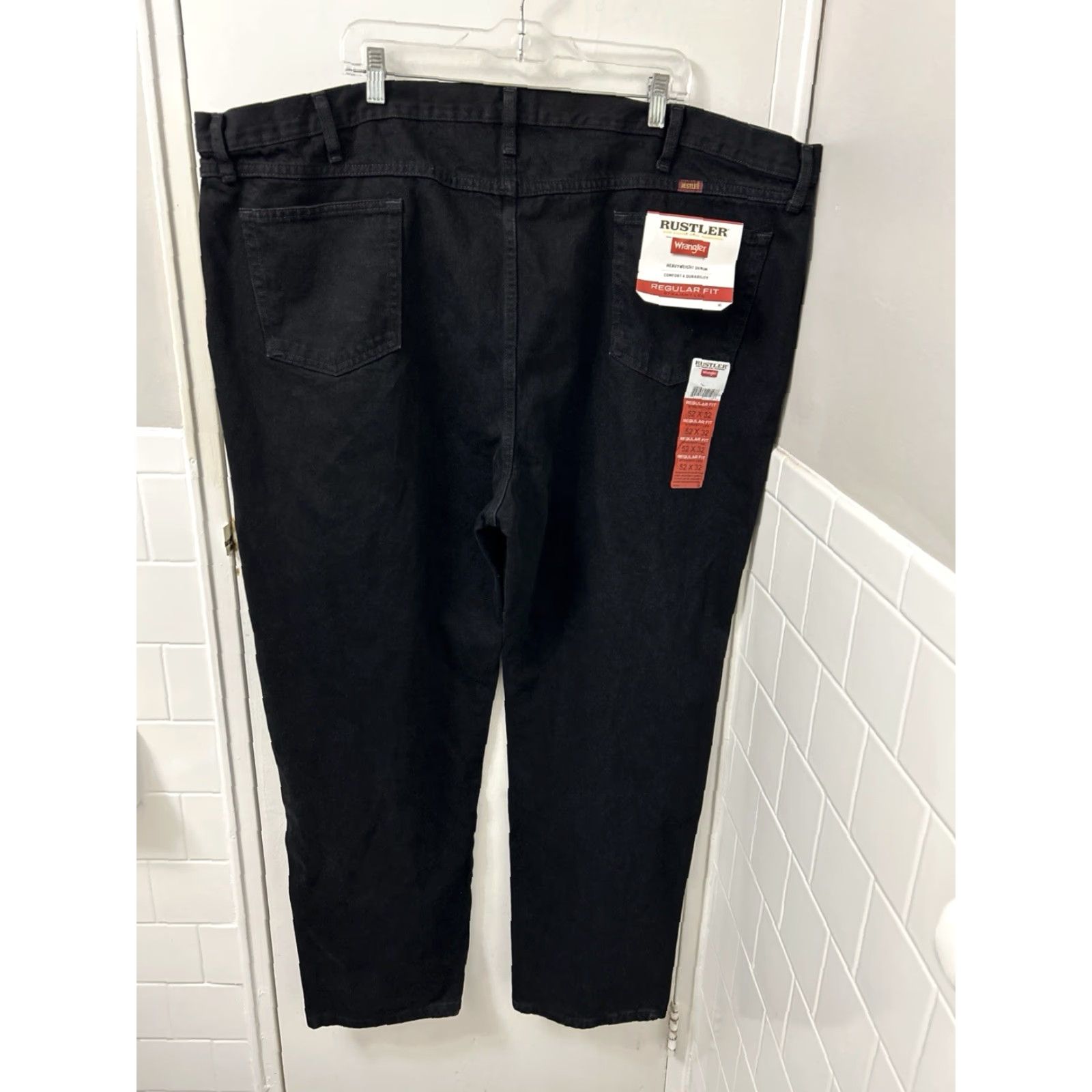 Wrangler Rustler Wrangler Jeans Mens Size 52x32 Black Straight Leg Heavyweight Denim NWT Regular Fit 5-Pocket Zipper Fly YKK Cowboy Vintage: No Size US 36 / EU 52 - 2 Thumbnail