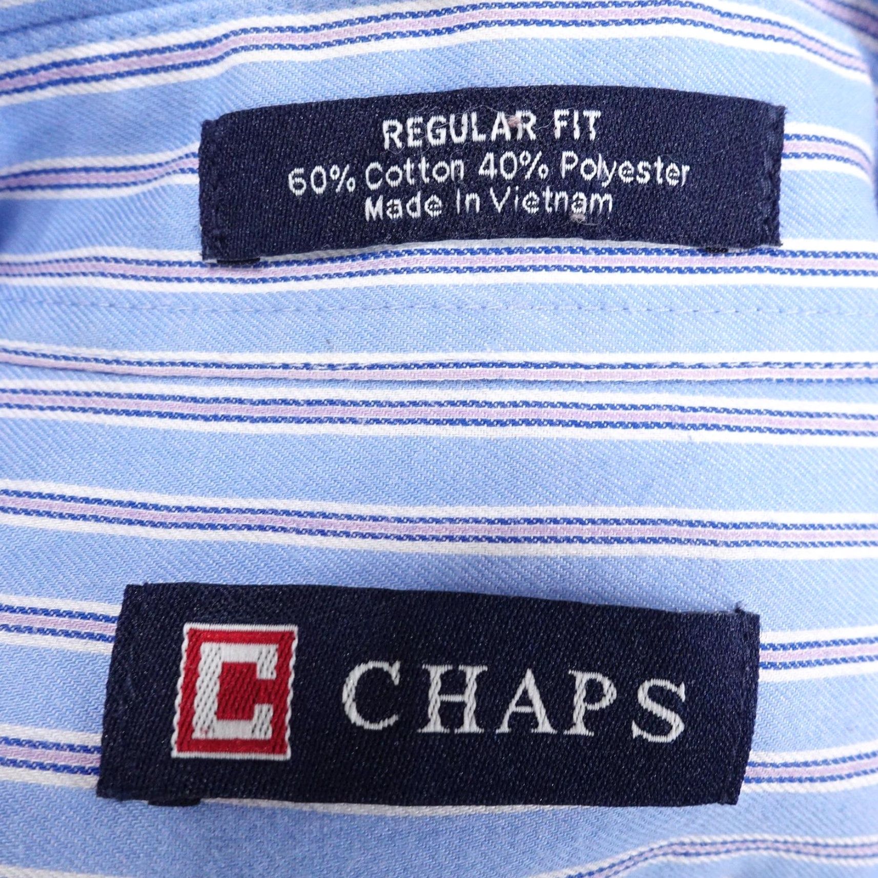Chaps Chaps Shirt Mens XL Blue Striped Regular Fit Button-Up Wrinkle Resistant Long Sleeve Size US XL / EU 56 / 4 - 6 Thumbnail