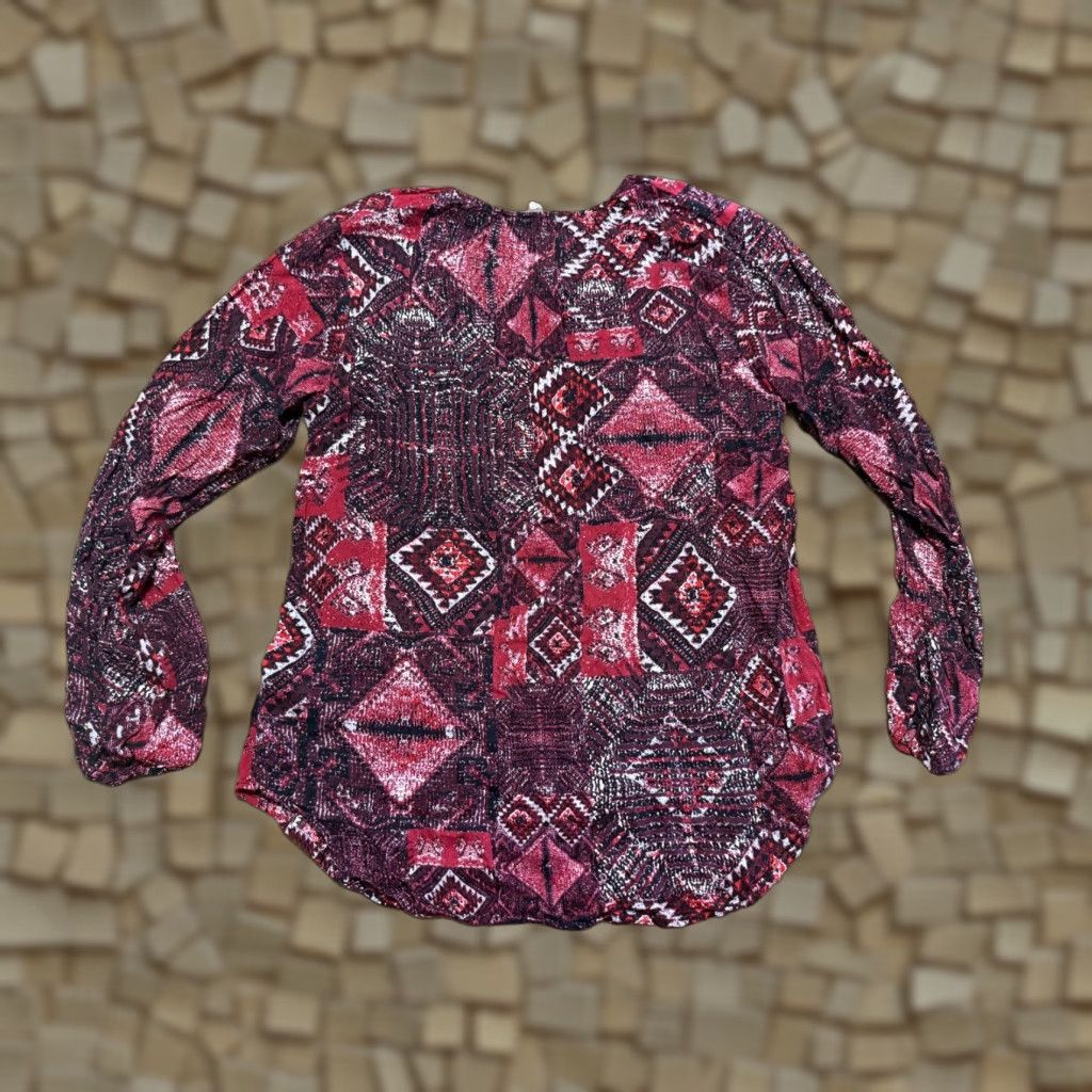 BB Dakota BB Dakota Shirt Womens Size Small Red Purple Black Long Sleeve Allover Print Size S / US 4 / IT 40 - 1 Thumbnail