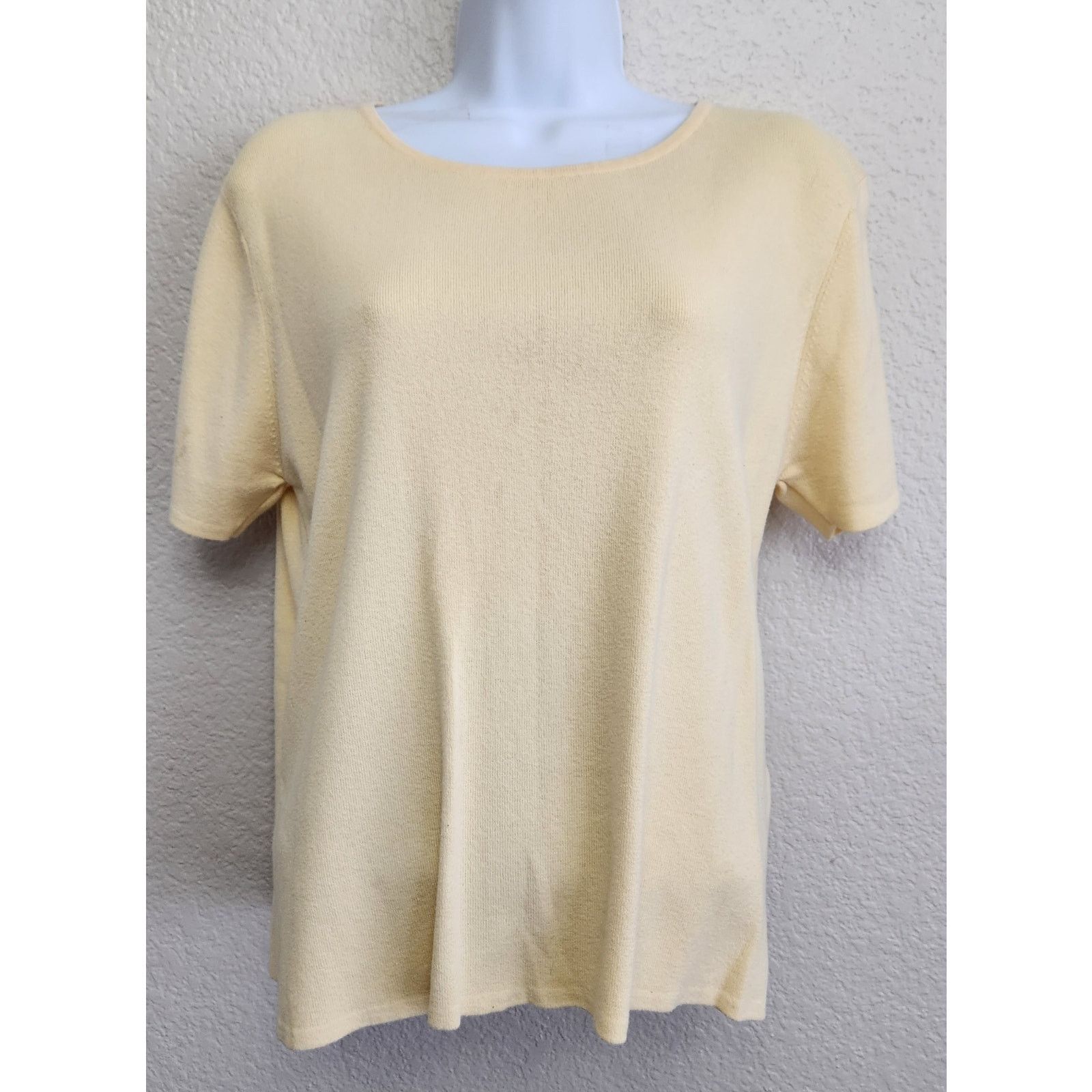 Other Draper's & Damon's Yellow Tight Knit Round Neck Top PL Soft Size L / US 10 / IT 46 - 1 Thumbnail