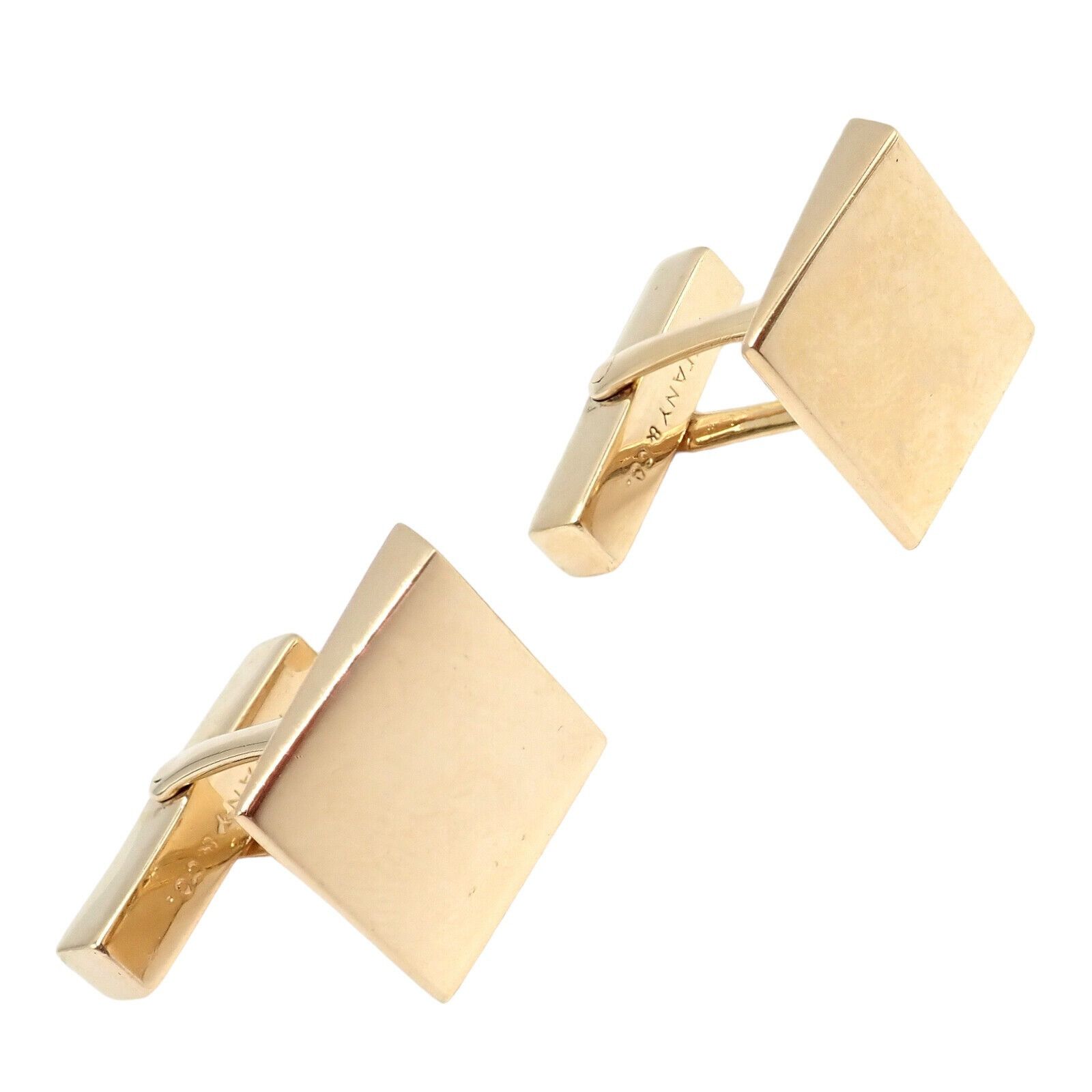 image of Tiffany Co Tiffany & Co 14K Yellow Gold Square Angled Cufflinks, Men's