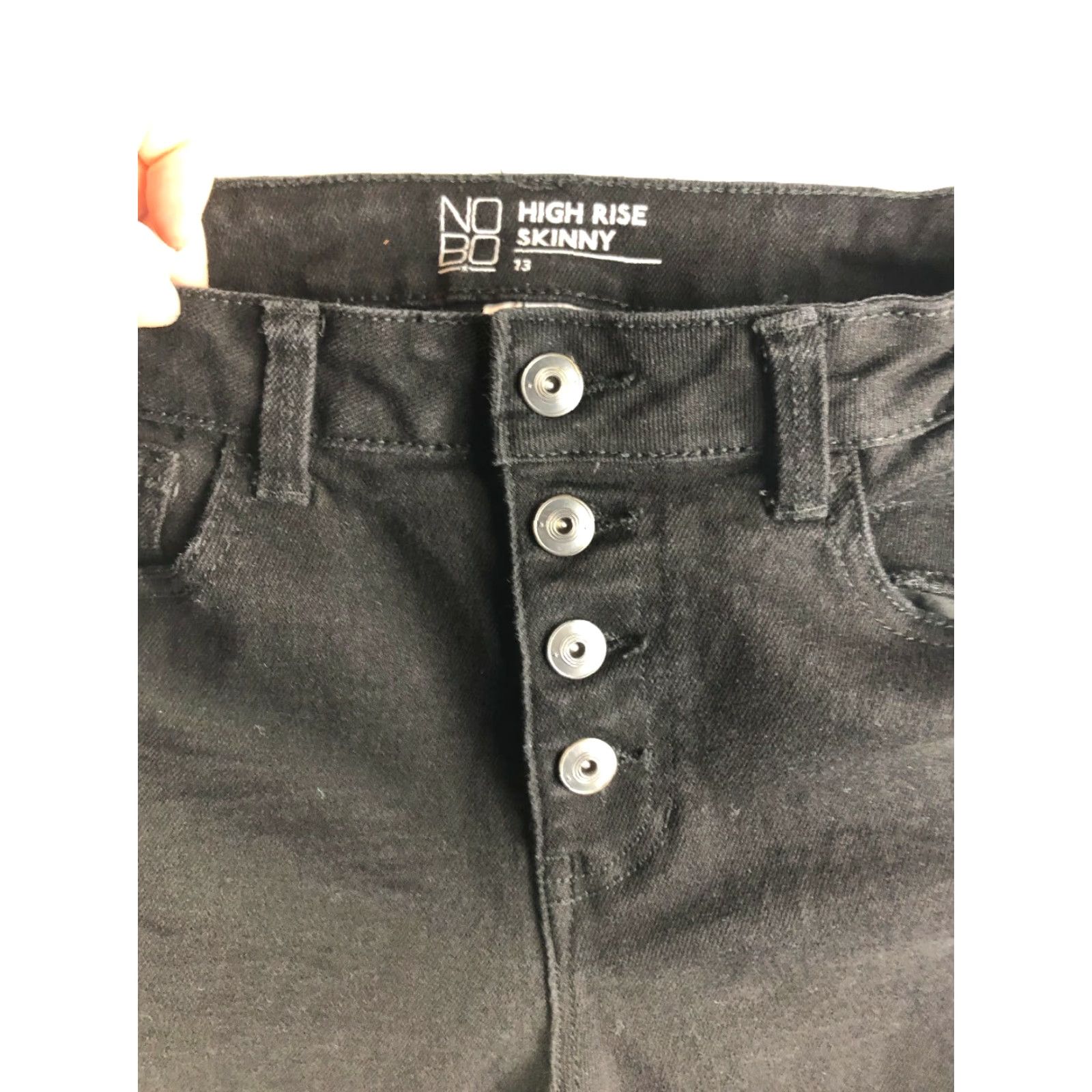 Vintage No Boundaries Juniors Jeans High Rise Skinny Black Denim Size 13 Distressed Size 34" / US 12 / IT 48 - 6 Thumbnail